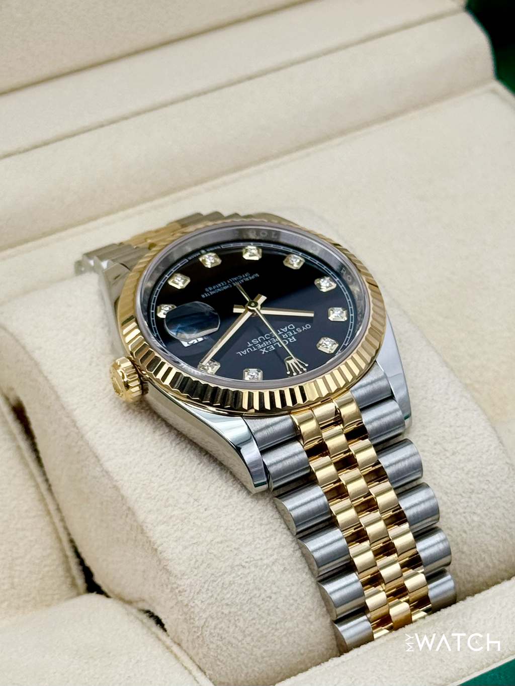 2024 Rolex Datejust 36mm 126233 Two-Tone Jubilee Black Diamond Dial