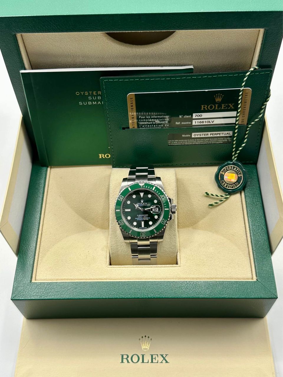 2014 Rolex Submariner "Hulk" 40mm 116610LV Oyster Green Dial