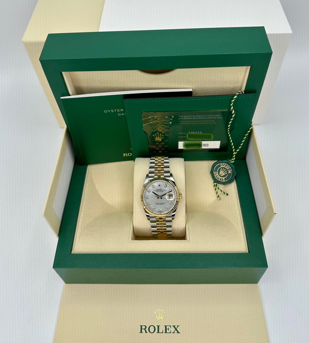 NEW 2023 Rolex Datejust 36mm 126233 Mother of Pearl Diamond Dial