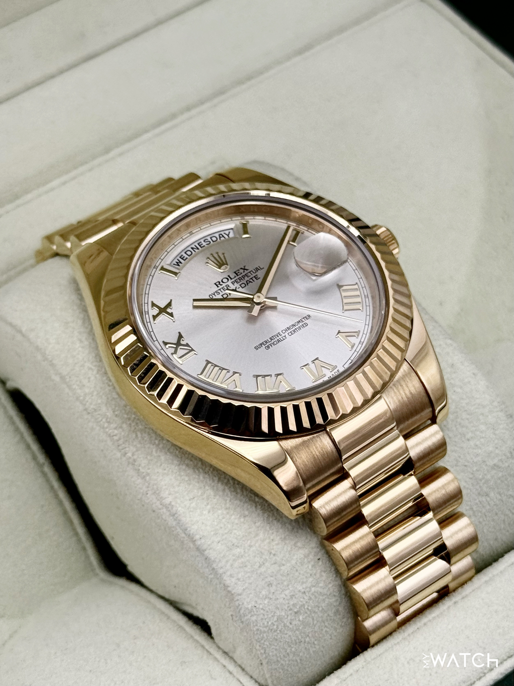2012 Rolex Day-Date II 41mm 218238 Presidential Yellow Gold Silver Dial
