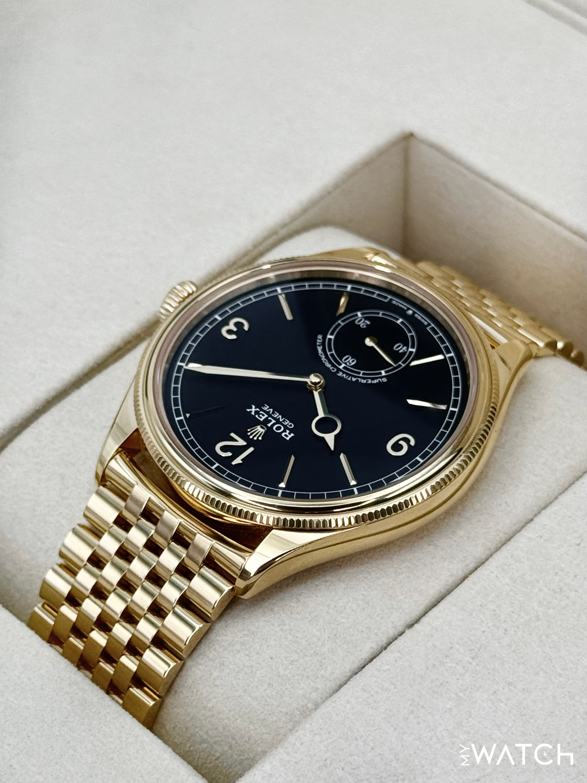 NEW 2026 Rolex 1908 39mm 52508 Yellow Gold Settimo Bracelet Black Dial