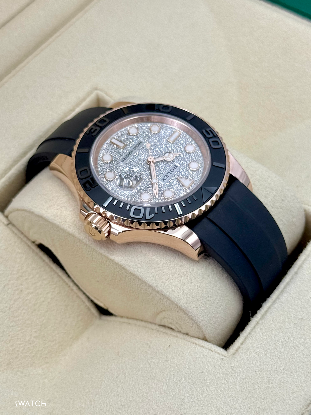2023 Rolex Yacht-Master 40mm 126655 Rose Gold Diamond Paved Dial