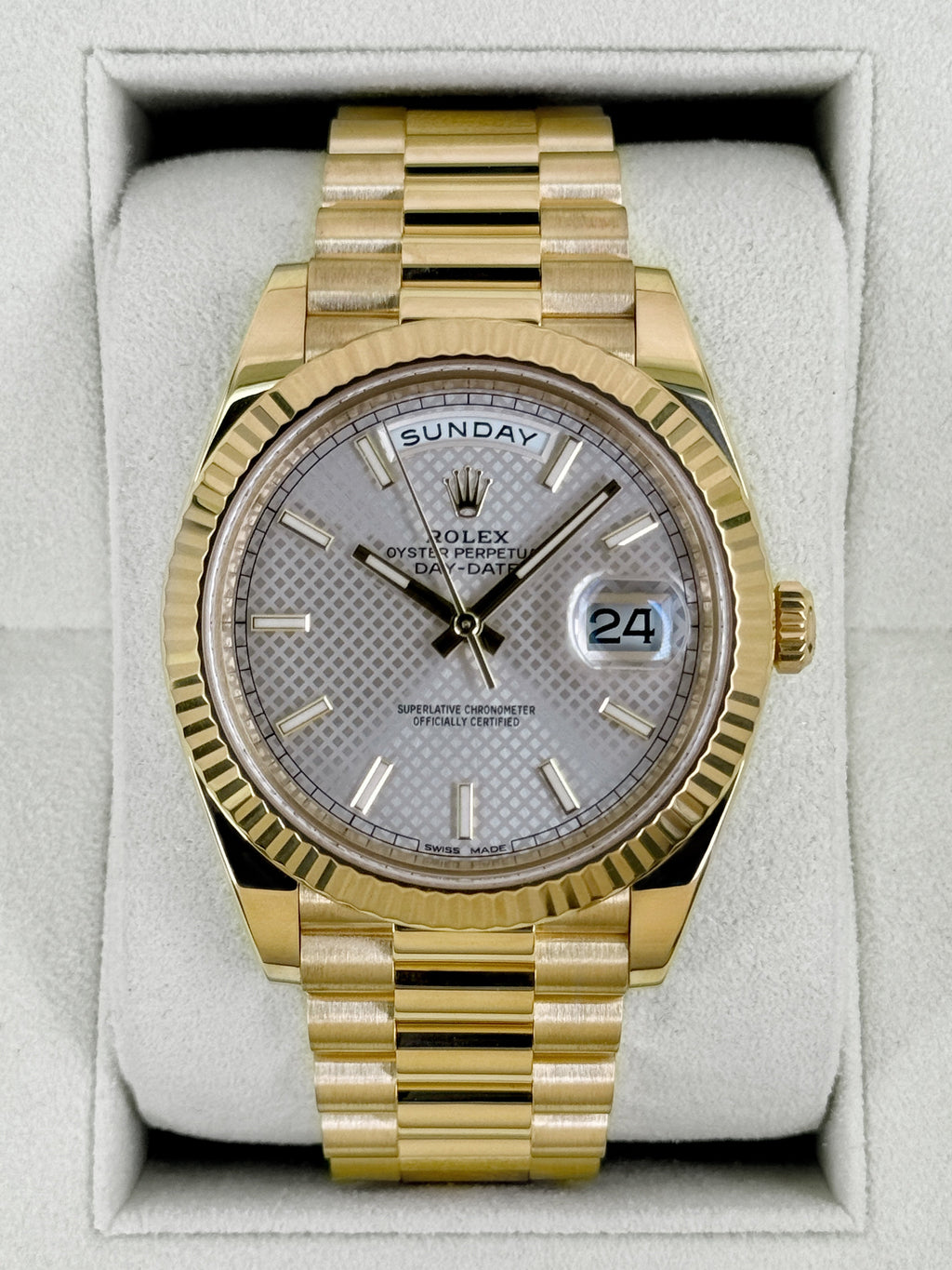 2016 Rolex Day-Date 40mm 228238 Presidential Silver Motif Dial