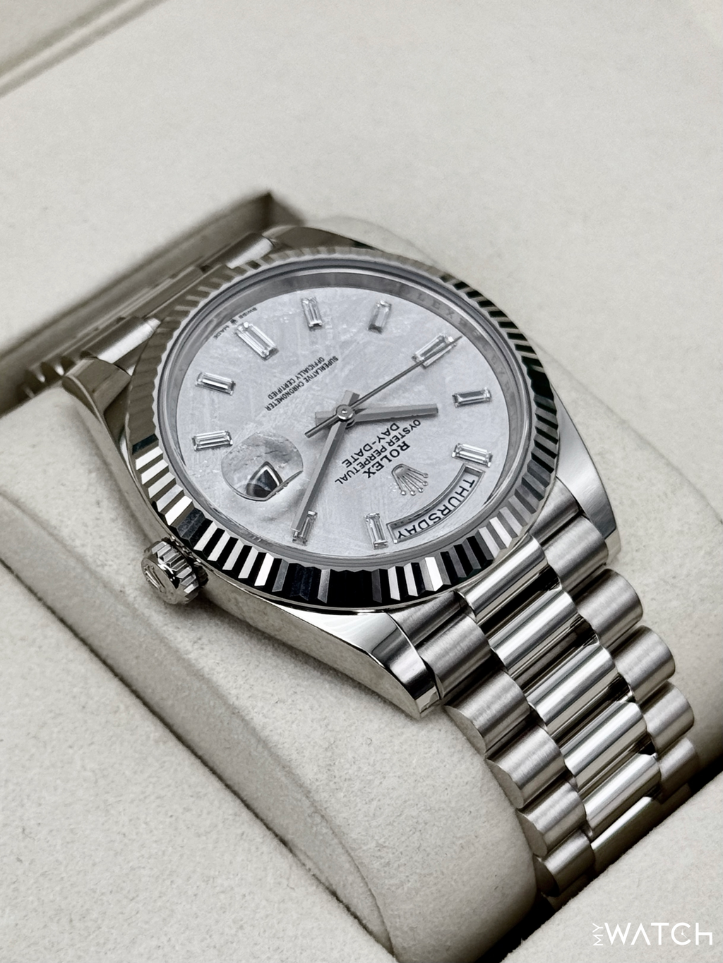 NEW 2026 Rolex Day-Date 40mm 228239 Presidential White Gold Meteorite Diamond Dial