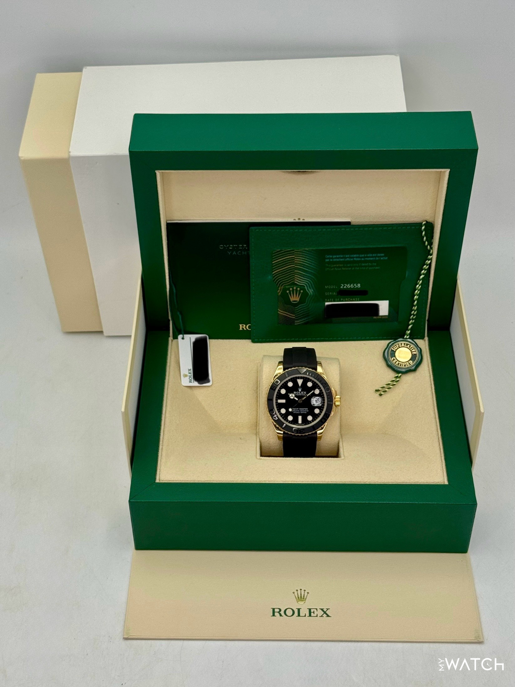 2022 Rolex Yacht-Master 42mm 226658 Gold Oysterflex Black Dial