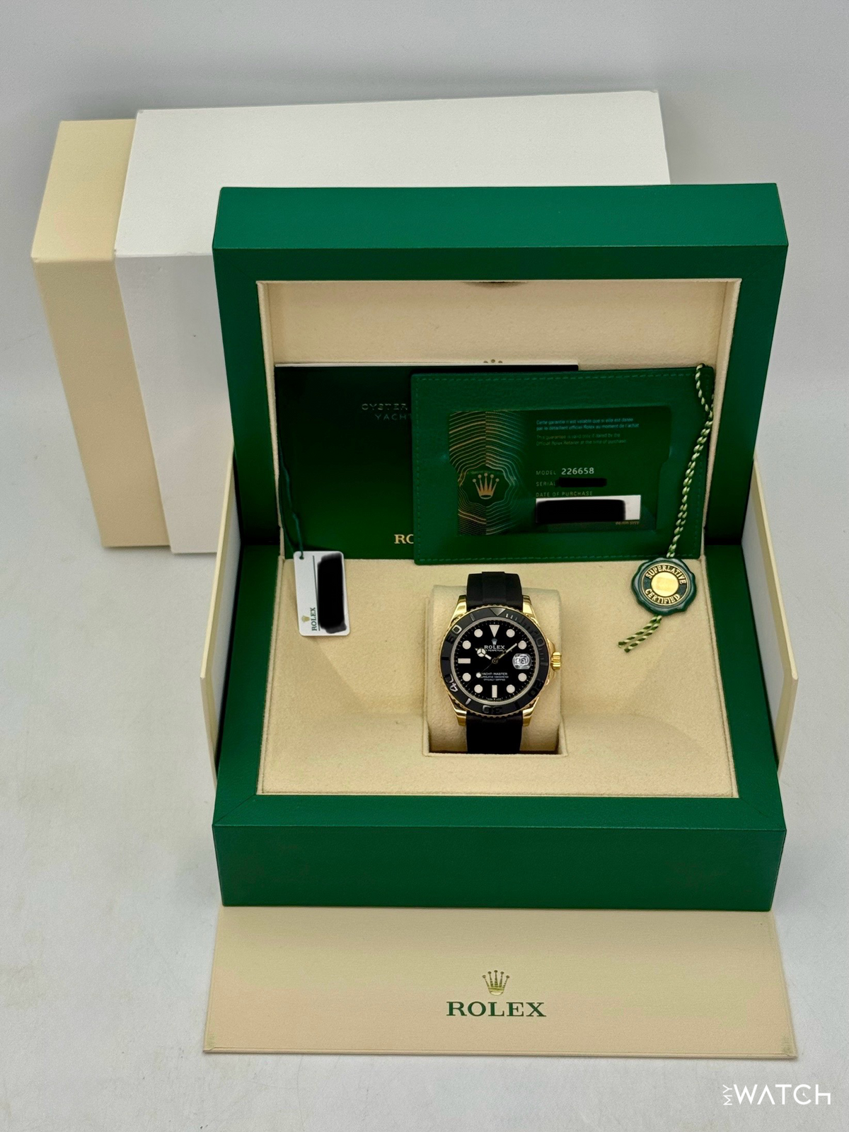 2022 Rolex Yacht-Master 42mm 226658 Gold Oysterflex Black Dial