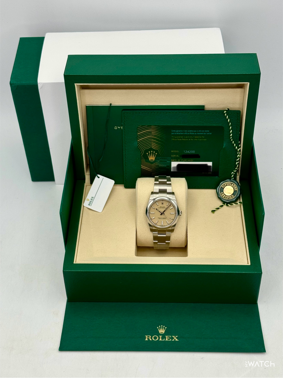 NEW 2026 Rolex Oyster Perpetual 34mm 124200 Stainless Steel Beige Dial