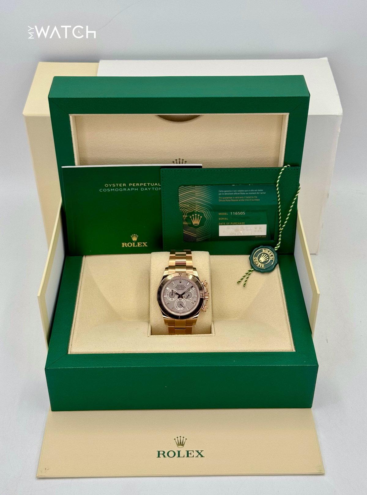2022 Rolex Daytona 40mm 116505 Rose Gold Sundust Diamond Baguette Dial