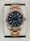 2023 Rolex Sky-Dweller 42mm 326935 Rose Gold Oyster Rhodium Dial