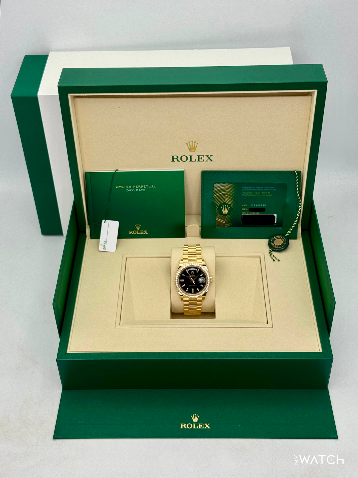 NEW 2026 Rolex Day-Date 40mm 228348RBR Black Diamond Baguette Dial