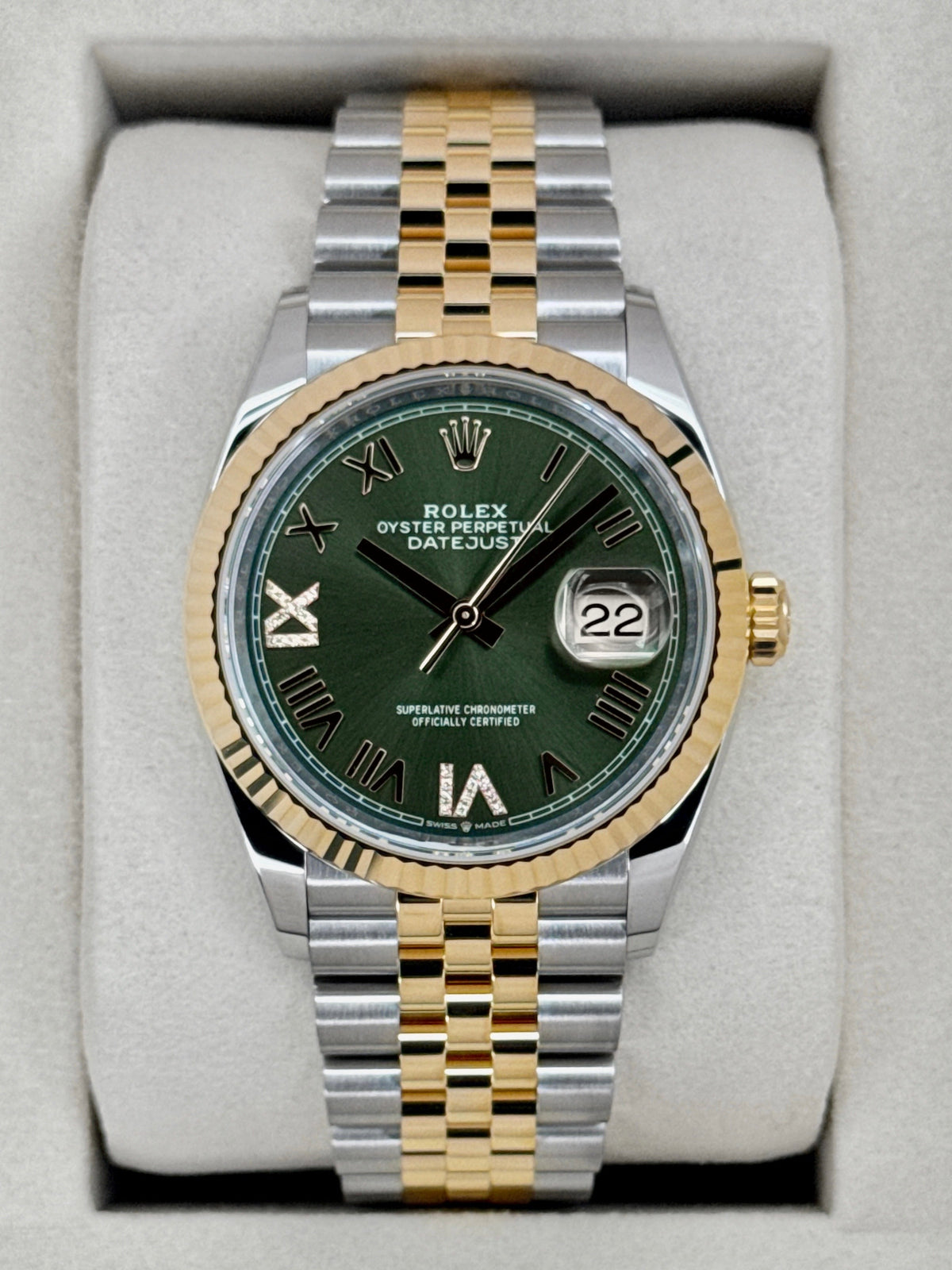 NEW 2026 Rolex Datejust 36mm 126233 Two-Tone Jubilee Green Diamond Dial