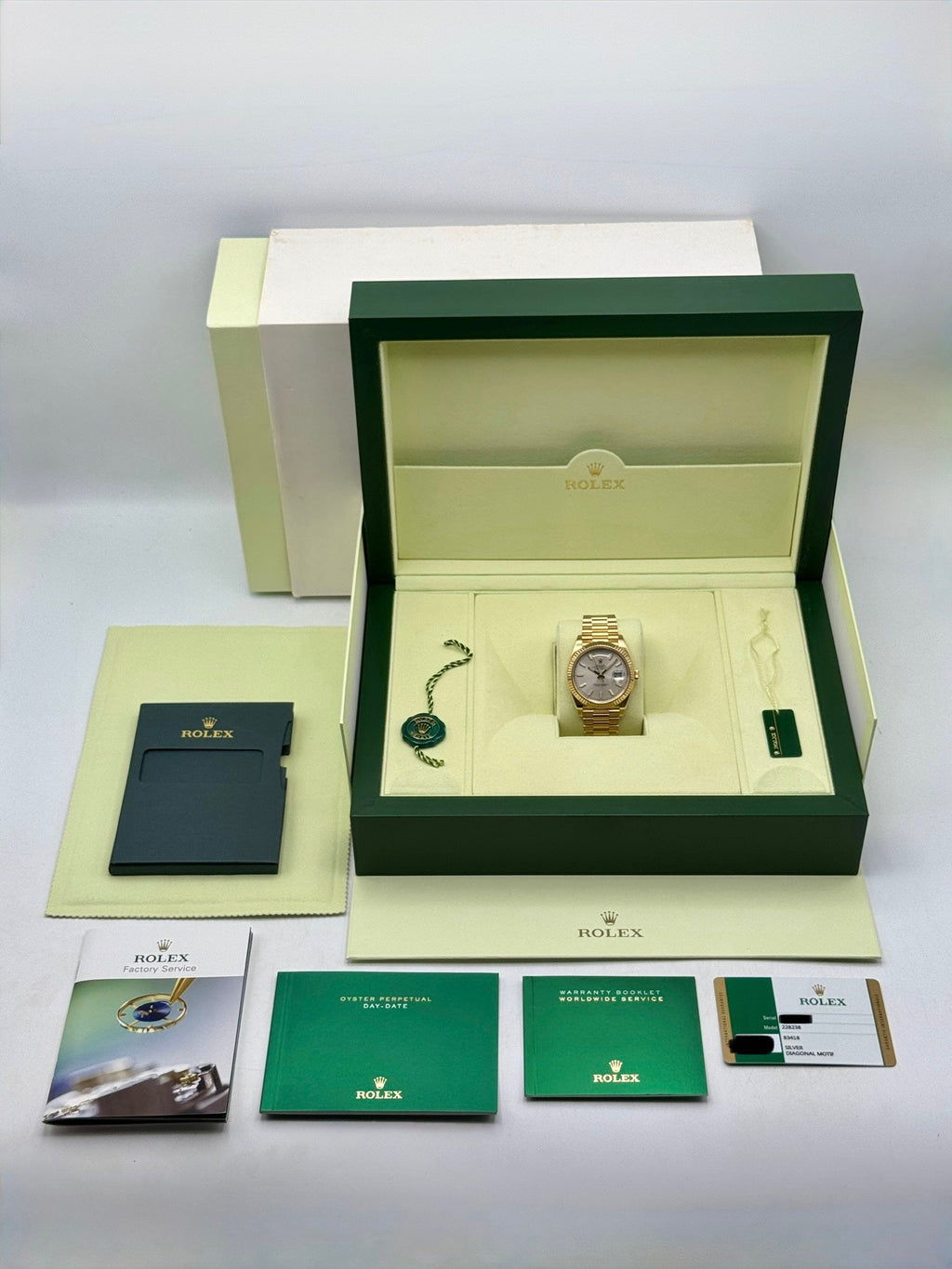2016 Rolex Day-Date 40mm 228238 Presidential Silver Motif Dial