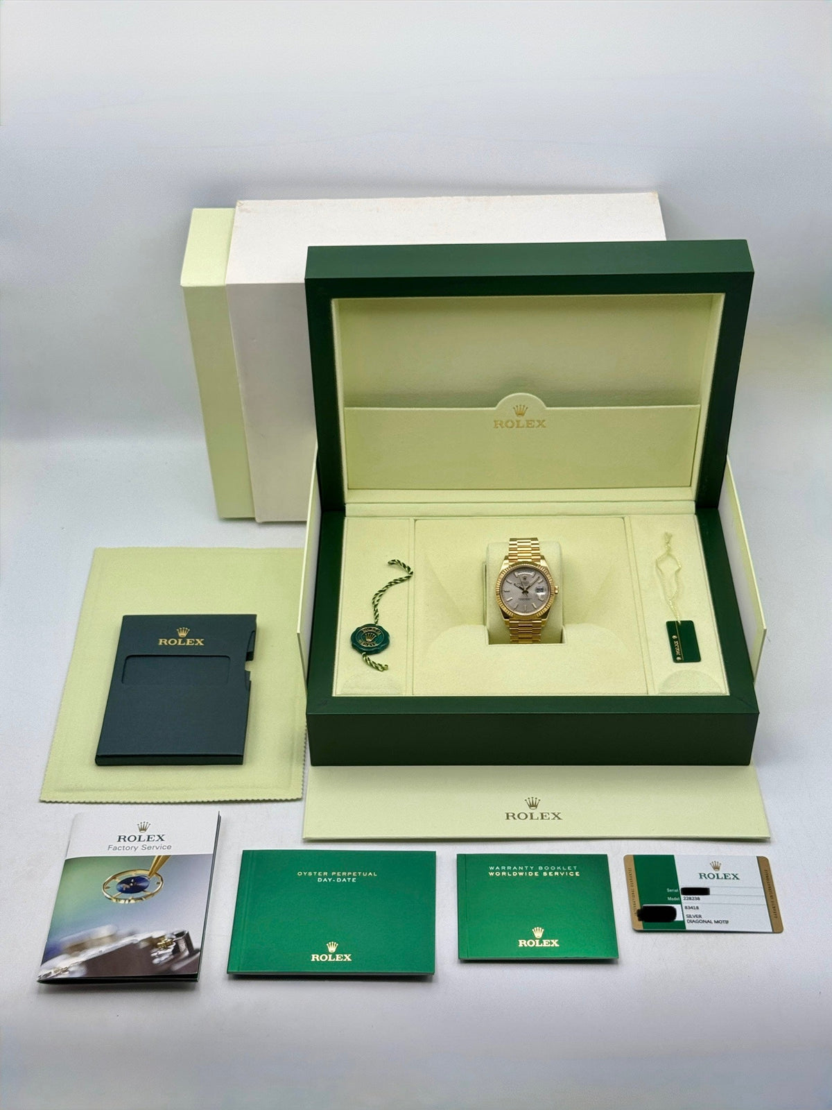 2016 Rolex Day-Date 40mm 228238 Presidential Silver Motif Dial