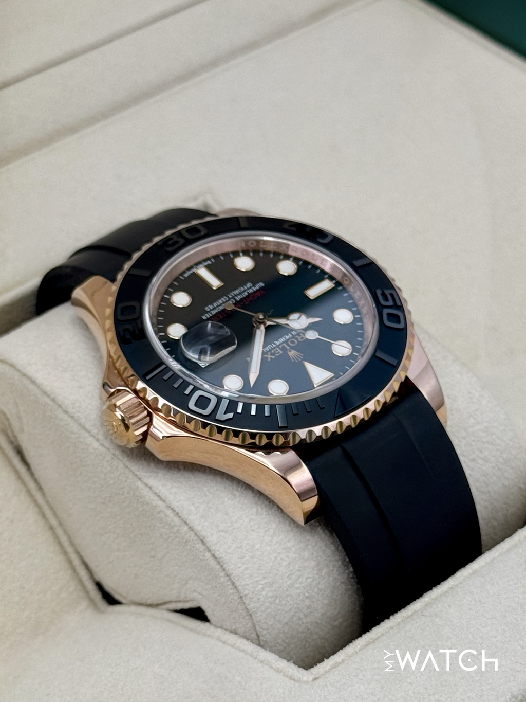 2016 Rolex Yacht-Master 40mm 116655 Rose Gold Oysterflex Black Dial