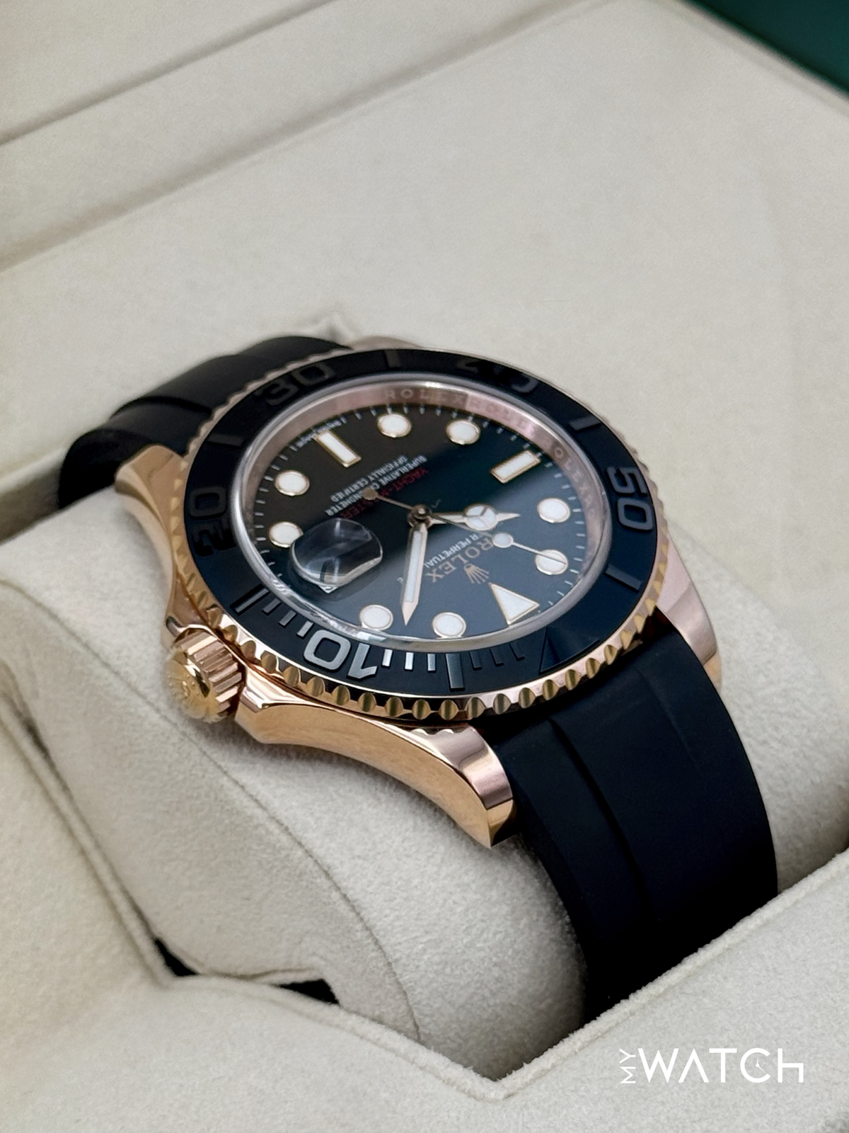 2016 Rolex Yacht-Master 40mm 116655 Rose Gold Oysterflex Black Dial