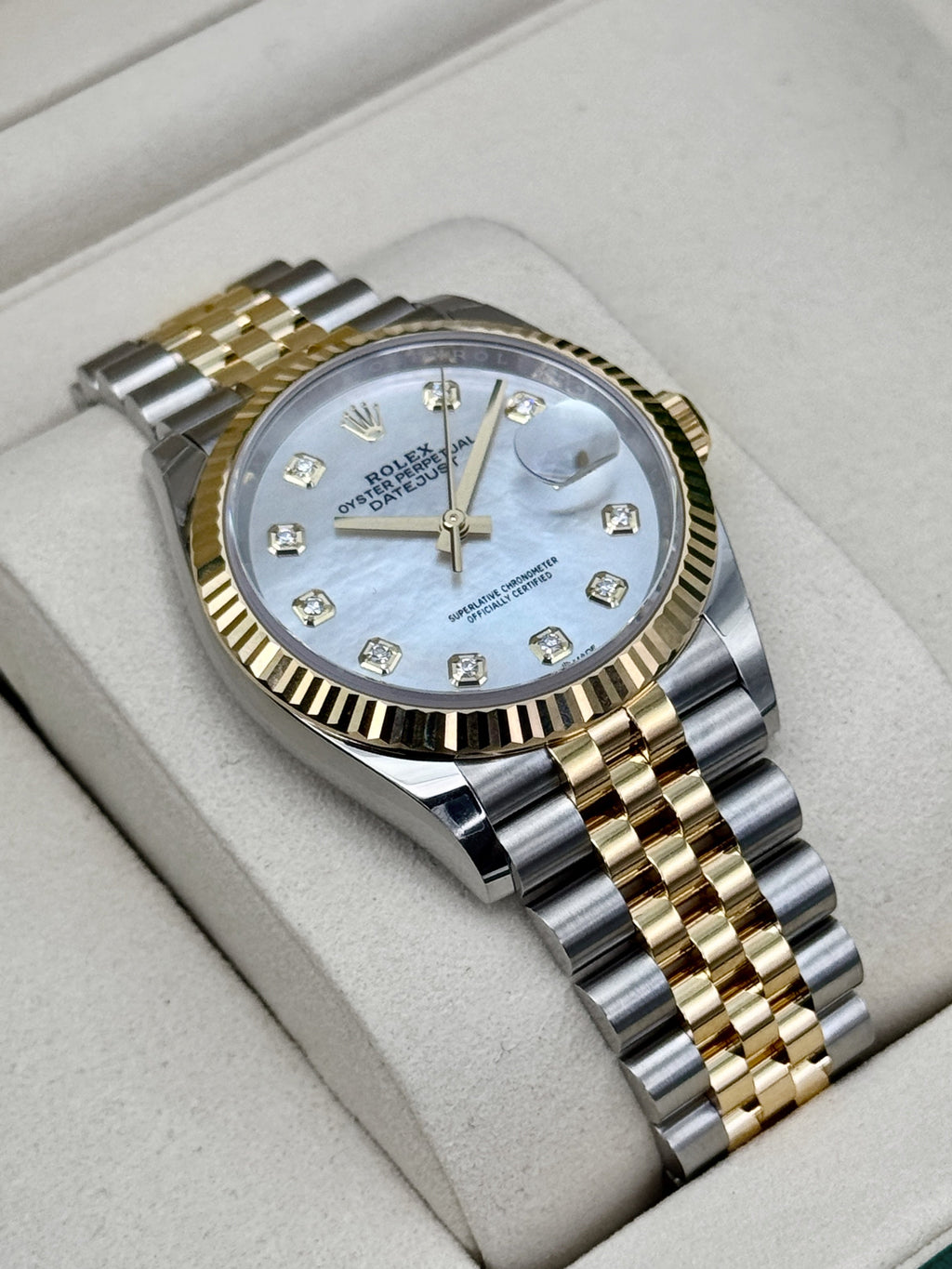 NEW 2026 Rolex Datejust 36mm 126233 Two-Tone Jubilee Mother of Pearl Diamond Dial