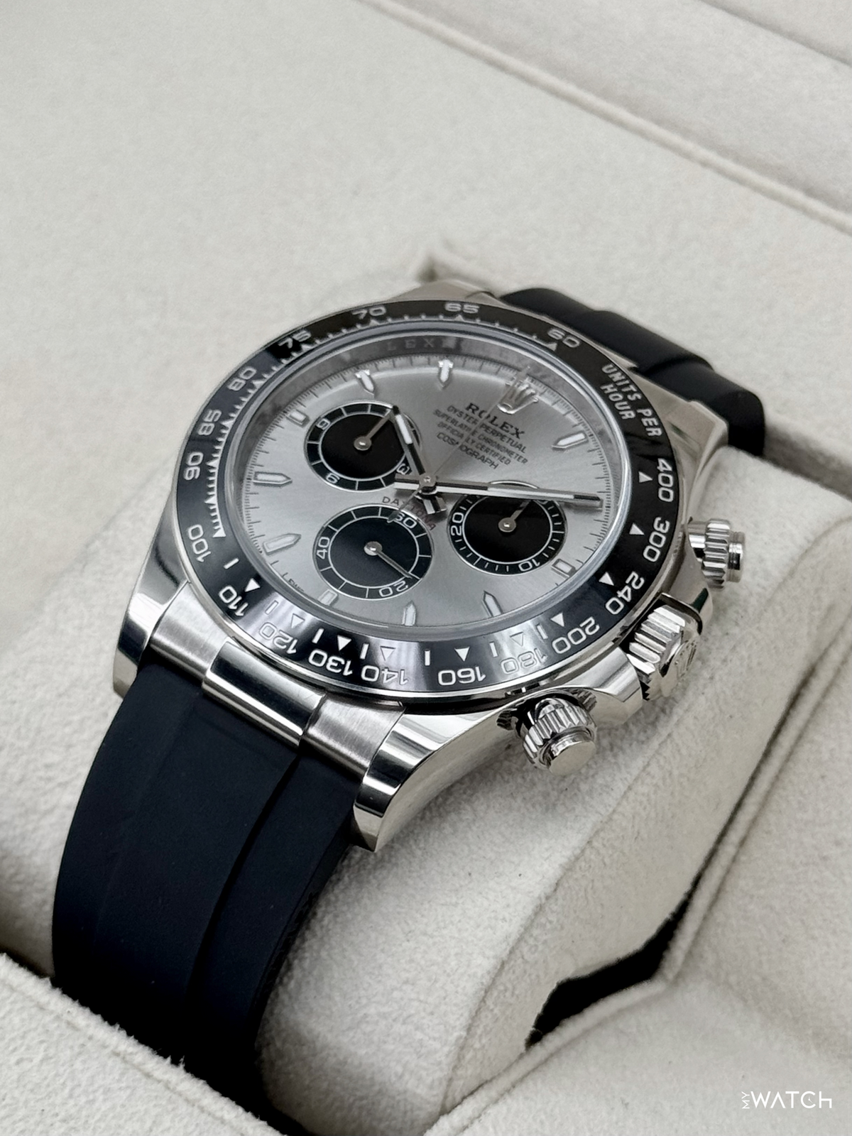 2024 Rolex Daytona 40mm 126519LN White Gold Oysterflex Silver Ghost Dial