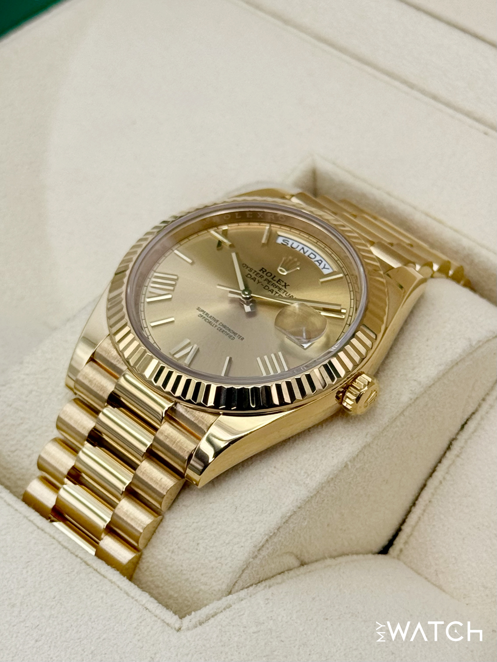 2021 Rolex Day-Date 40mm 228238 Presidential Champagne Roman Numeral Dial
