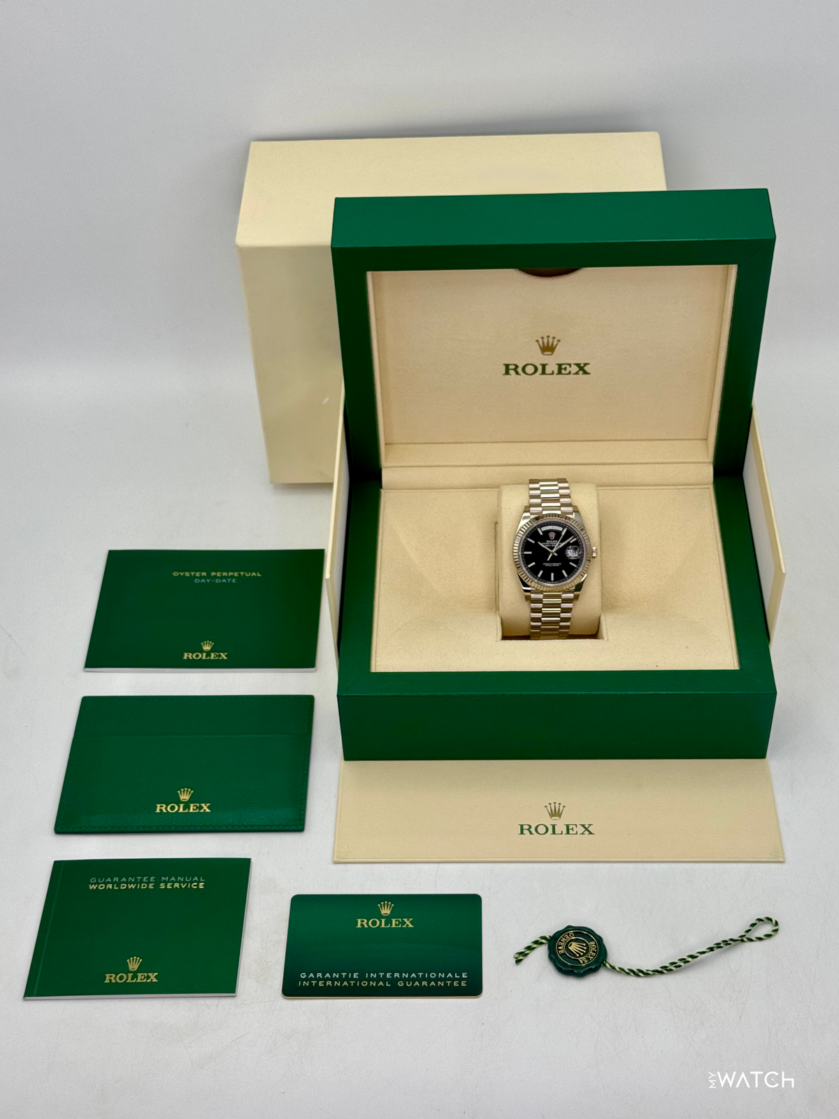 2025 Rolex Day-Date 40mm 228239 Presidential 18kt White Gold Black Dial