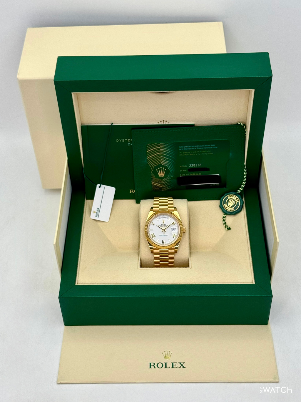 2022 Rolex Day-Date 40mm 228238 Presidential White Dial