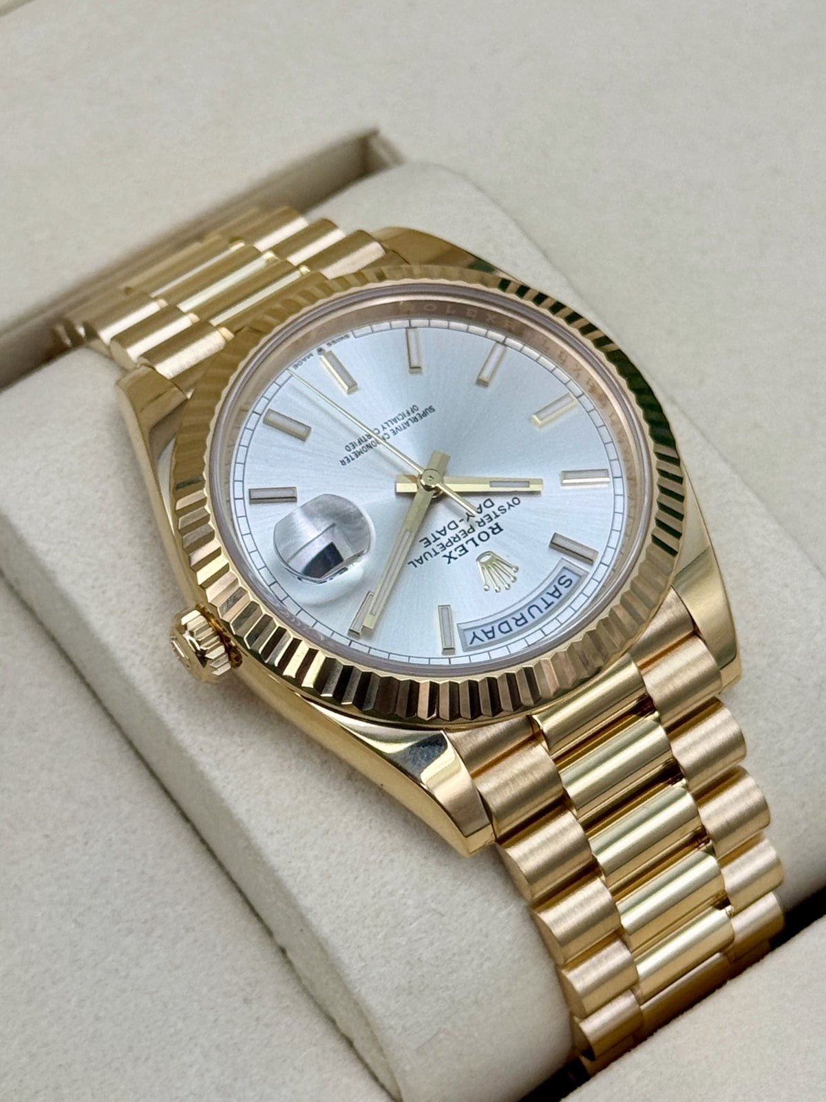 2026 Rolex Day-Date 40mm 228238 Presidential Silver Dial