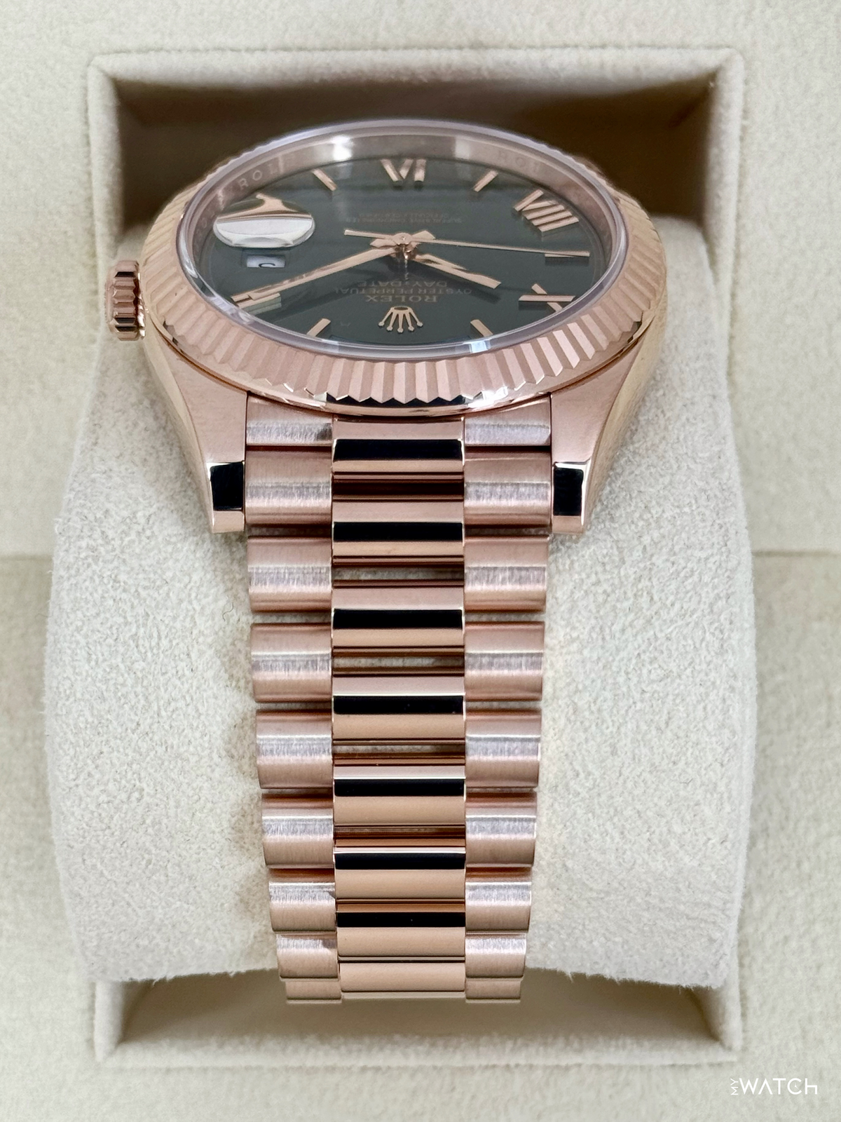 2025 Rolex Day-Date 40mm 228235 Presidential Rose Gold Olive Dial