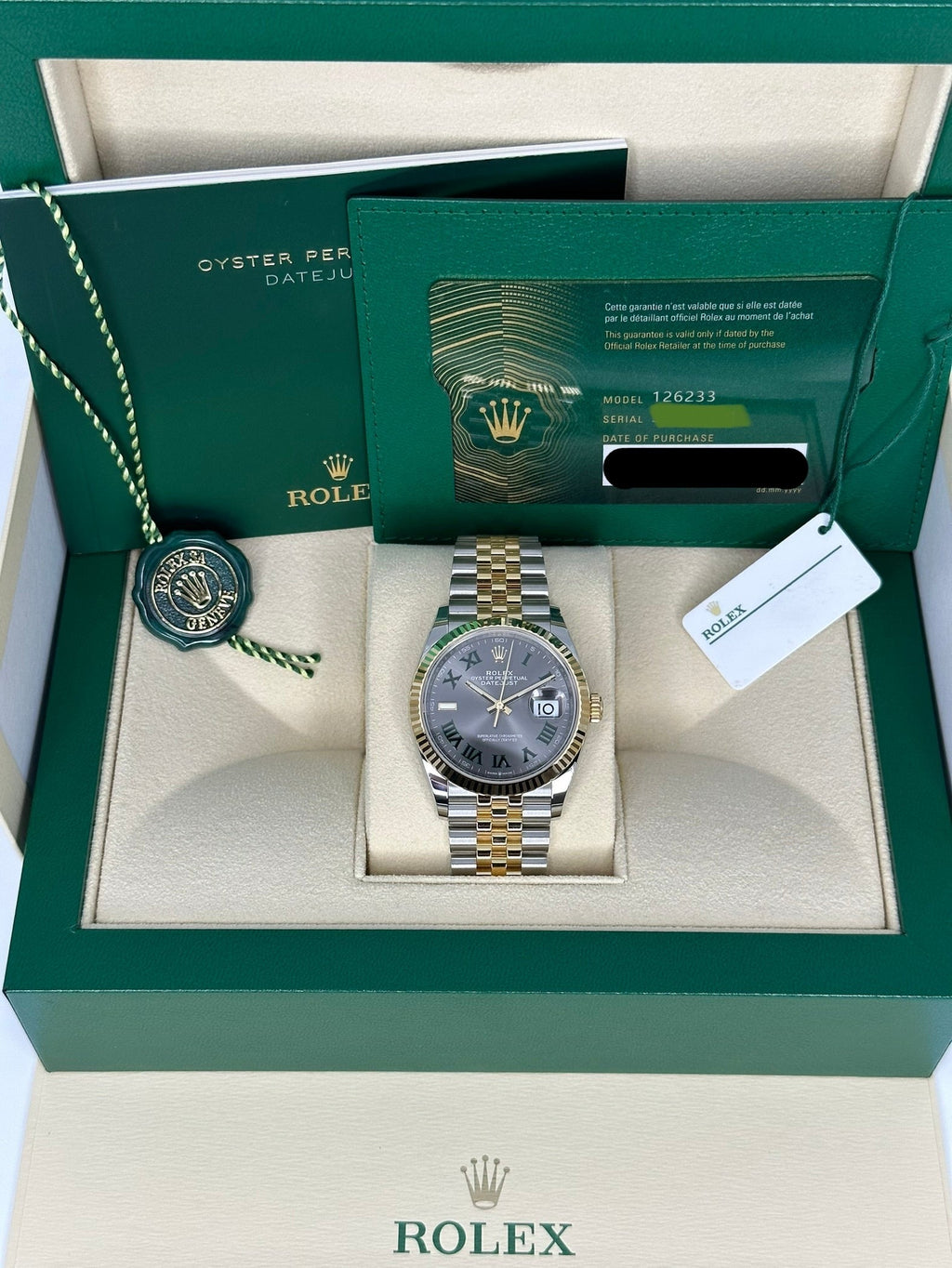 NEW 2025 Rolex Datejust 36mm 126233 Two-Tone Jubilee Wimbledon Dial