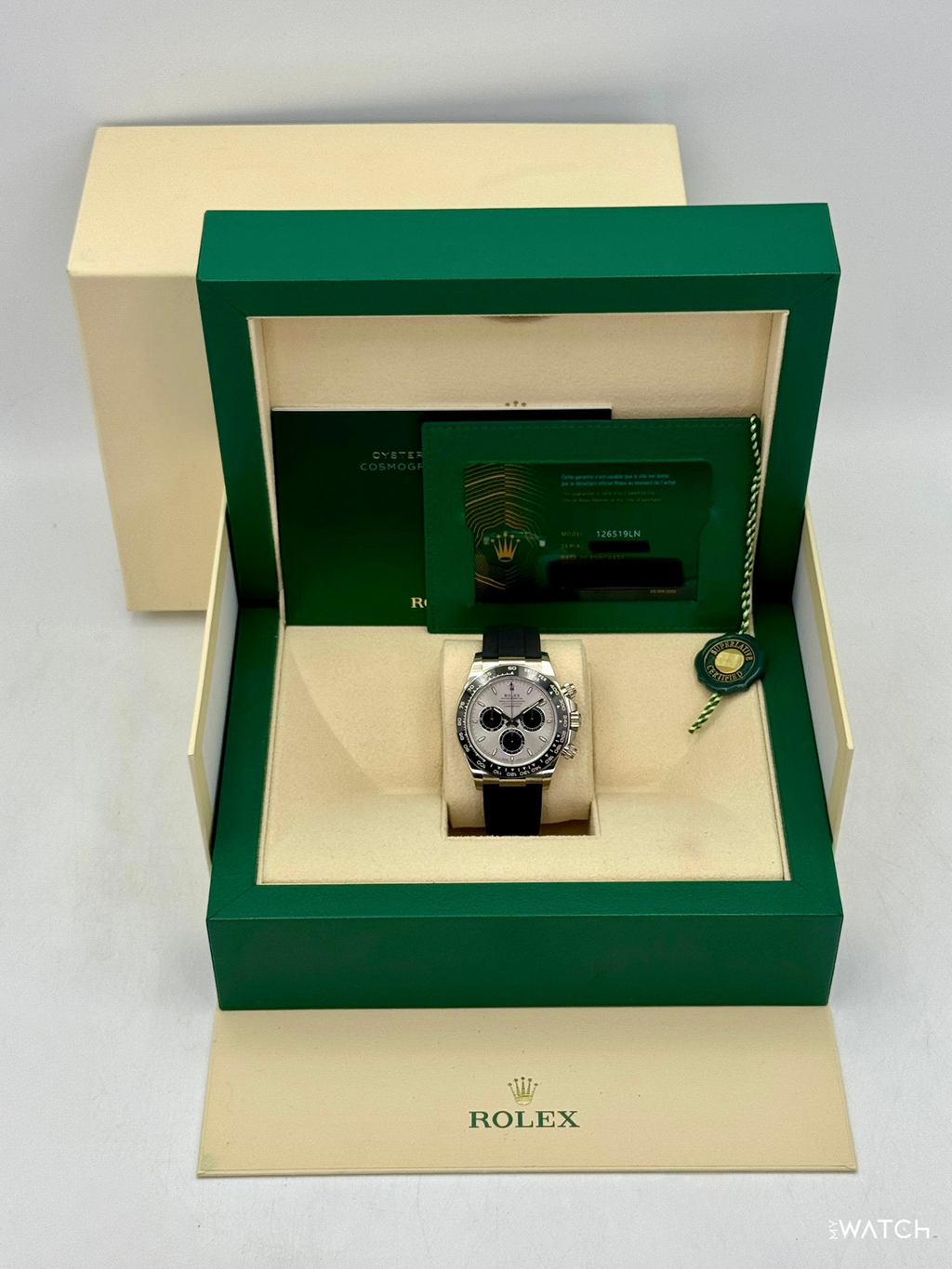 2024 Rolex Daytona 40mm 126519LN White Gold Oysterflex Silver Ghost Dial