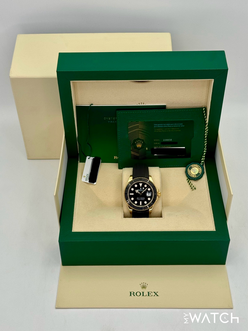 2024 Rolex Yacht-Master 42mm 226658 Gold Oysterflex Black Dial