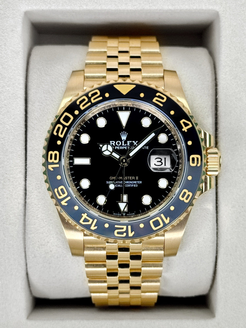 2026 Rolex GMT-Master II 40mm 126718GRNR Yellow Gold Jubilee Black Dial