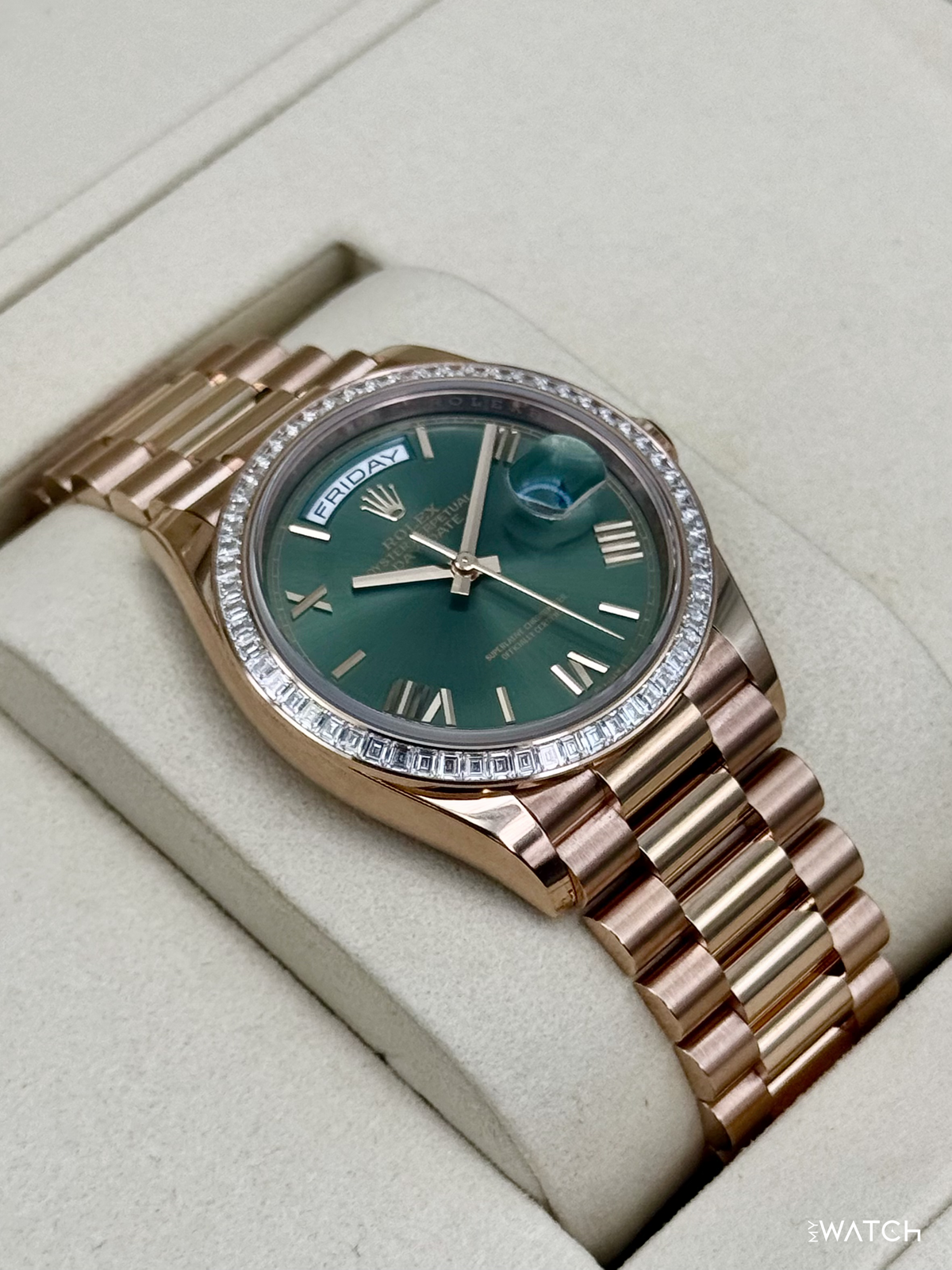 NEW 2026 Rolex Day-Date 36mm 128395TBR Presidential Rose Gold Olive Dial