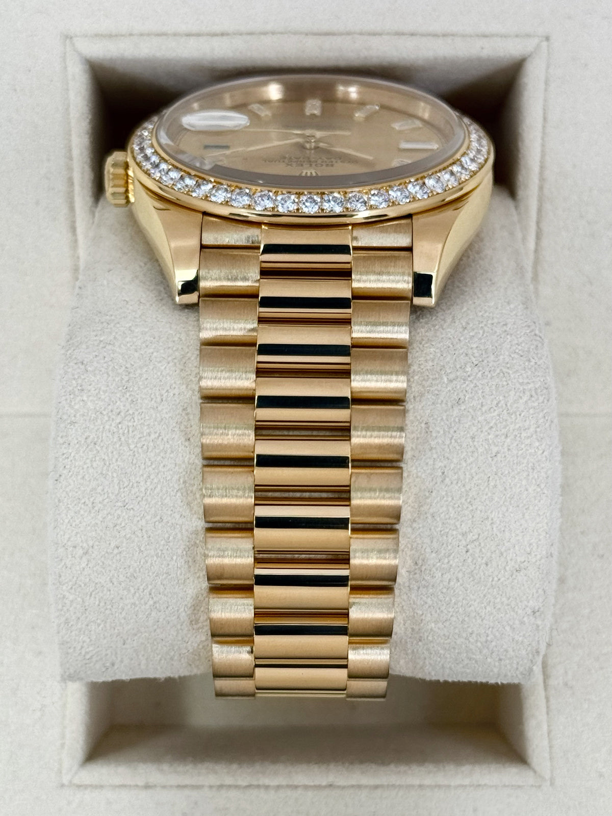 2021 Rolex Day-Date 40mm 228348RBR Presidential Champagne Diamond Dial