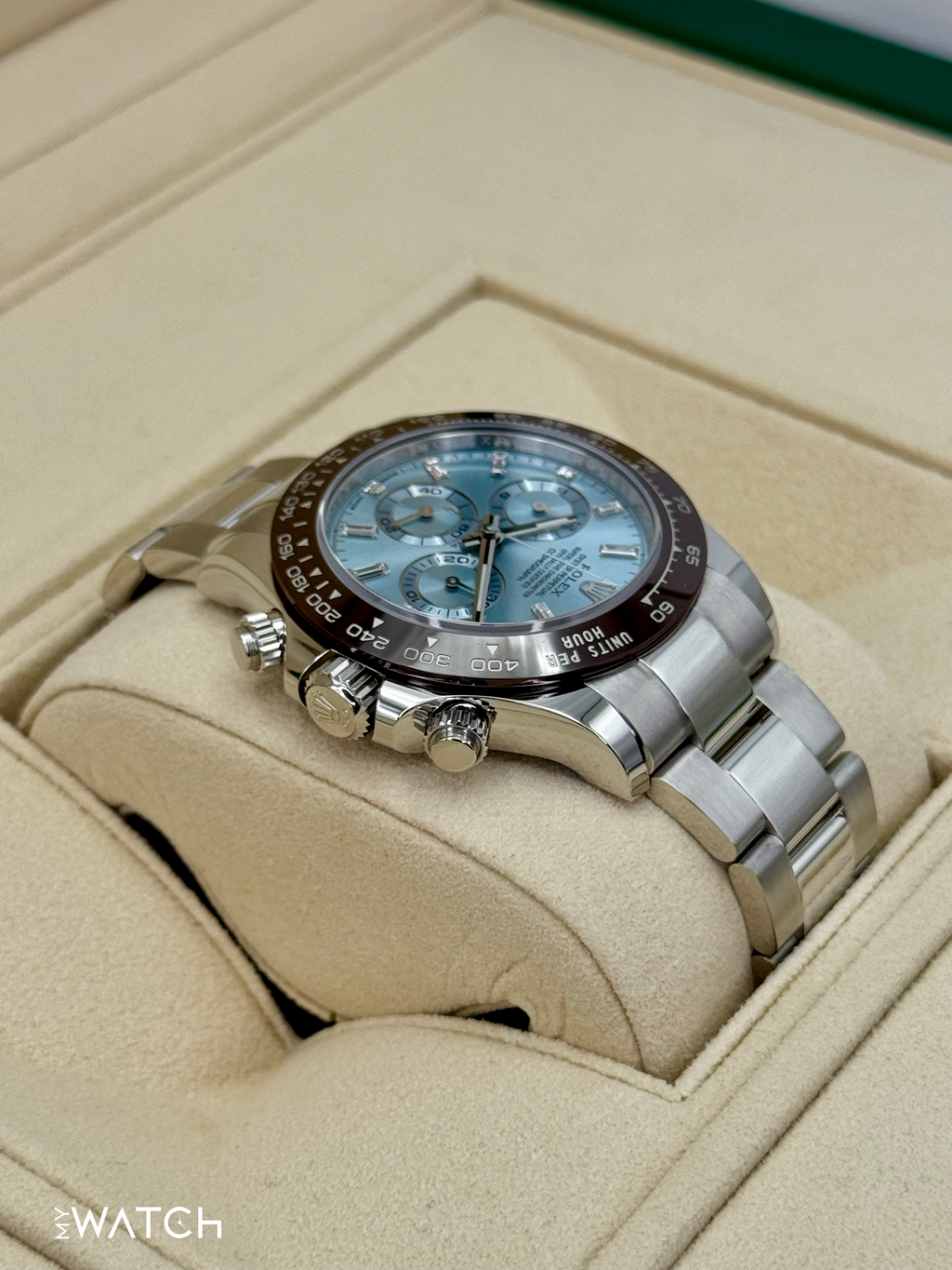2022 Rolex Daytona 40mm 116506 Platinum Ice Blue Diamond Baguette Dial