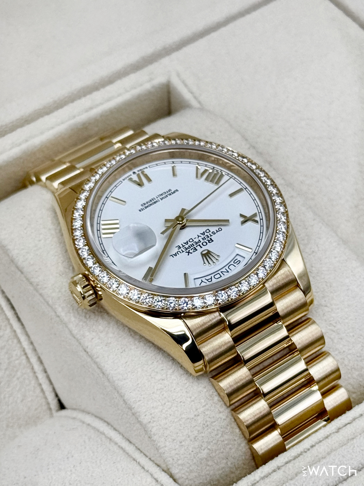2024 Rolex Day-Date 36mm 128348RBR Presidential Yellow Gold White Dial