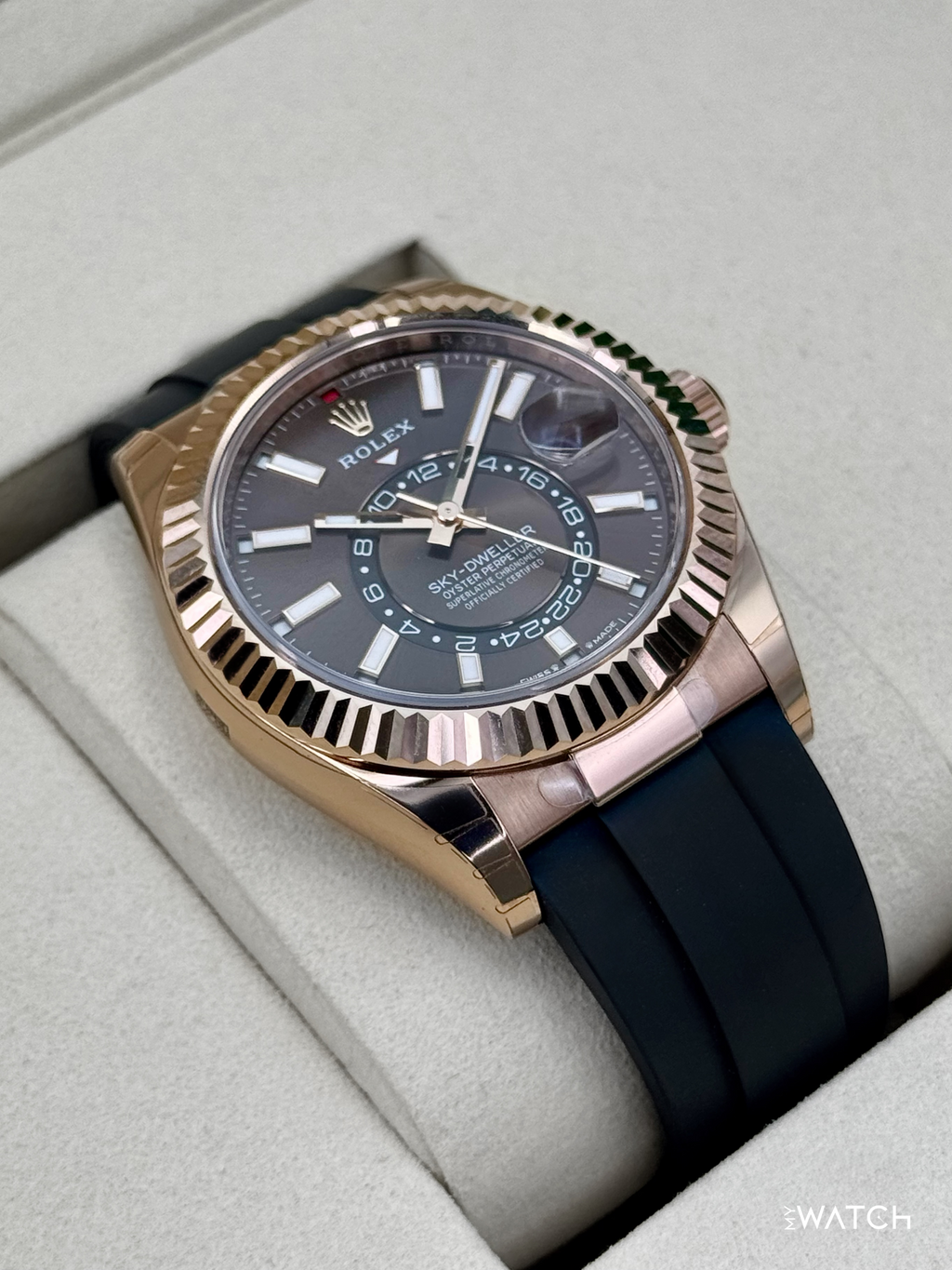 NEW 2026 Rolex Sky-Dweller 42mm 336235 Rose Gold Oysterflex Chocolate Dial (STICKERED)