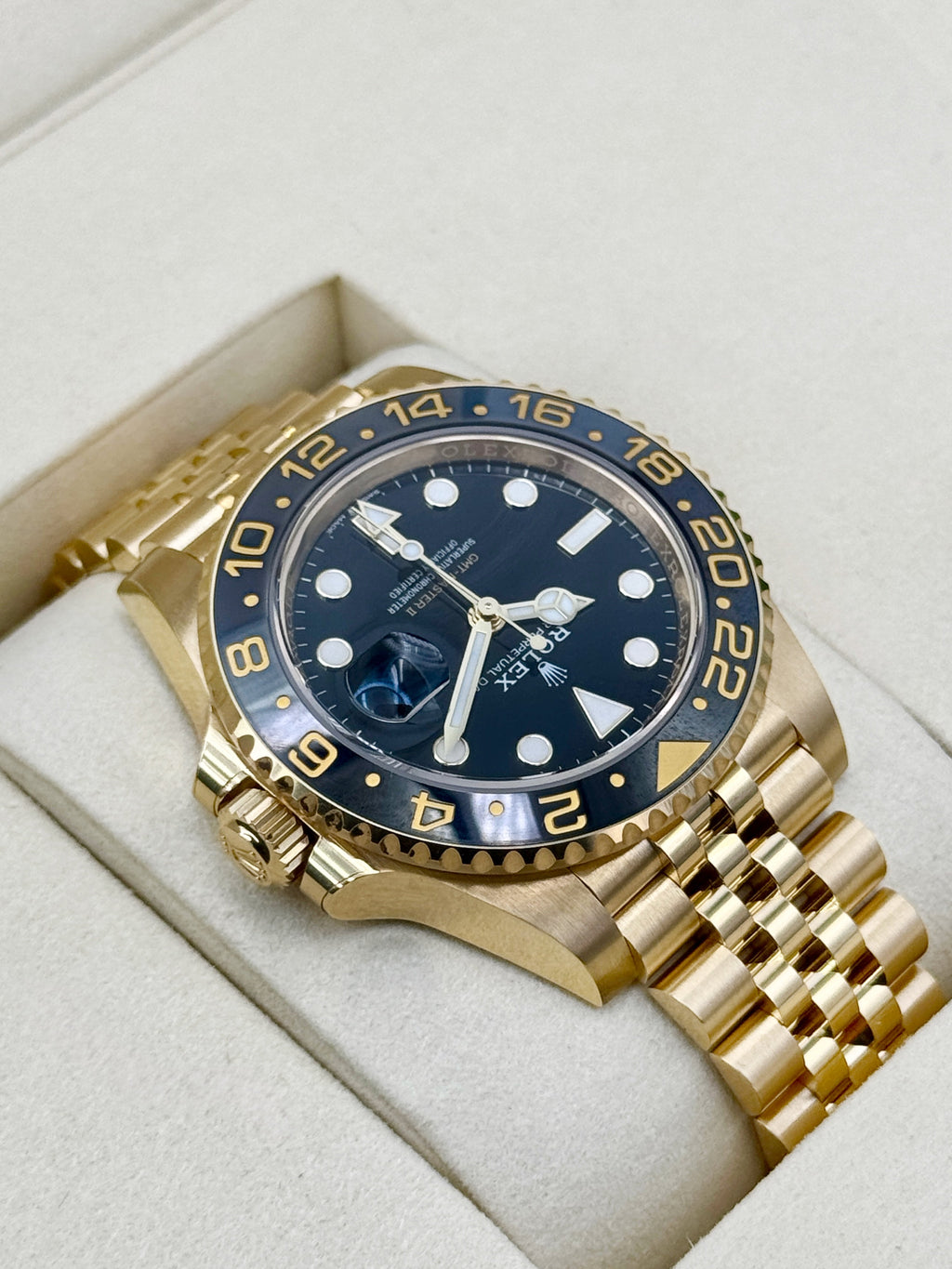 NEW 2025 Rolex GMT-Master II 40mm 126718GRNR Yellow Gold Jubilee Black Dial