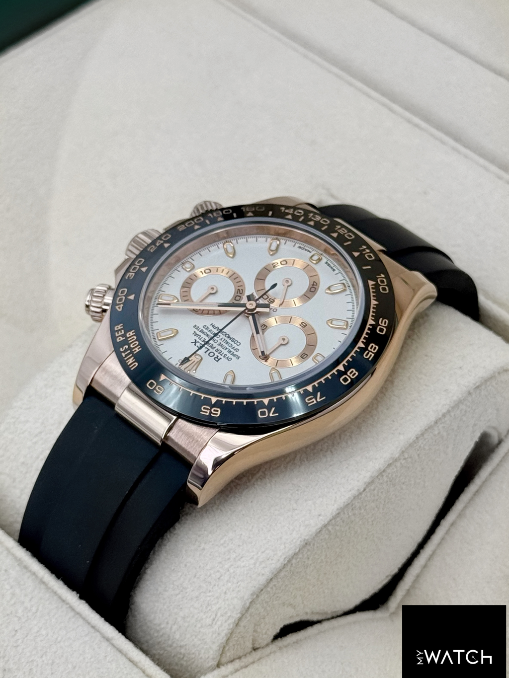 2022 Rolex Daytona 40mm 116515LN Rose Gold Oysterflex White Dial