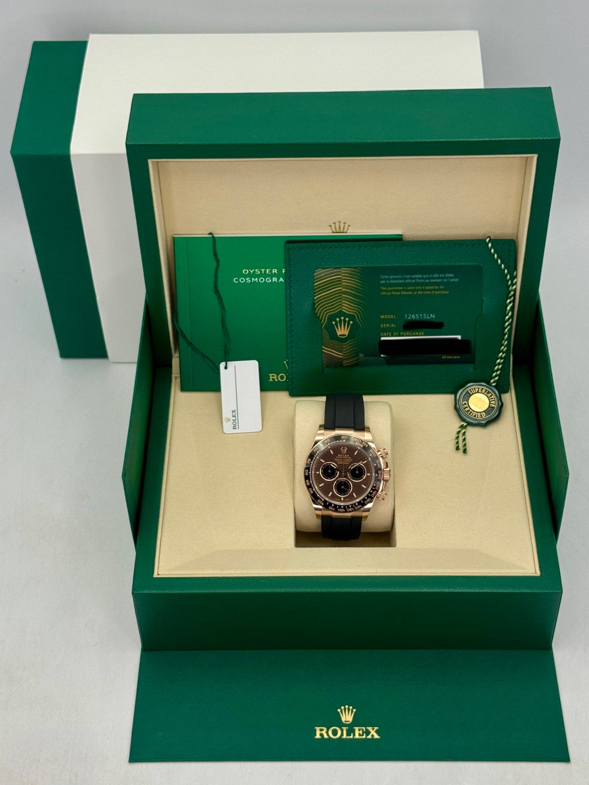 NEW 2026 Rolex Daytona 40mm 126515LN Rose Gold Oysterflex Chocolate Dial