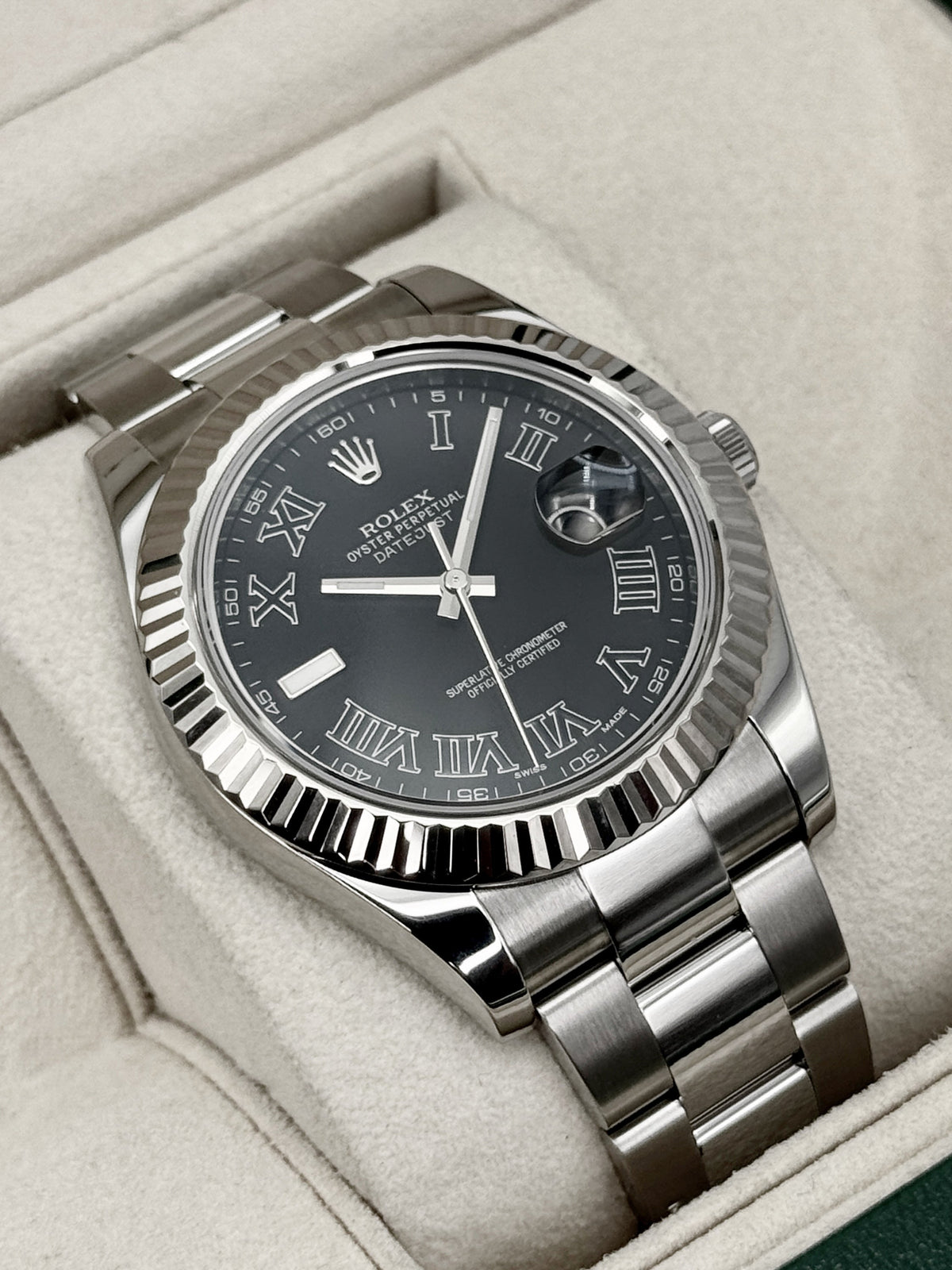 2003 Rolex Datejust II 41mm 116334 Stainless Steel Oyster Black Dial