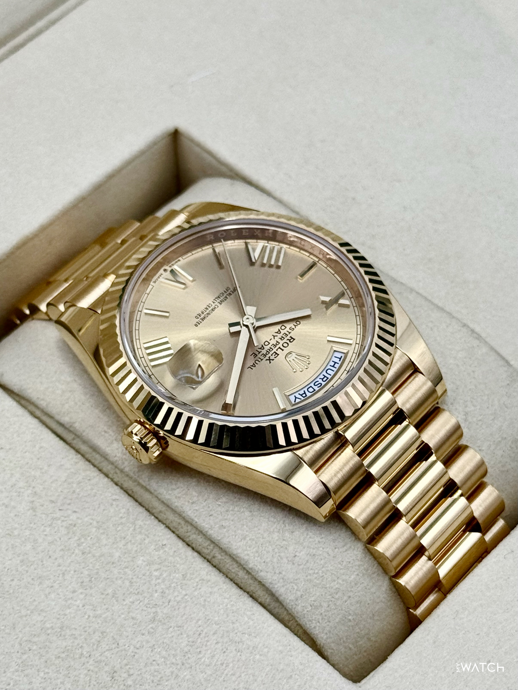 2025 Rolex Day-Date 40mm 228238 Presidential Champagne Roman Numeral Dial