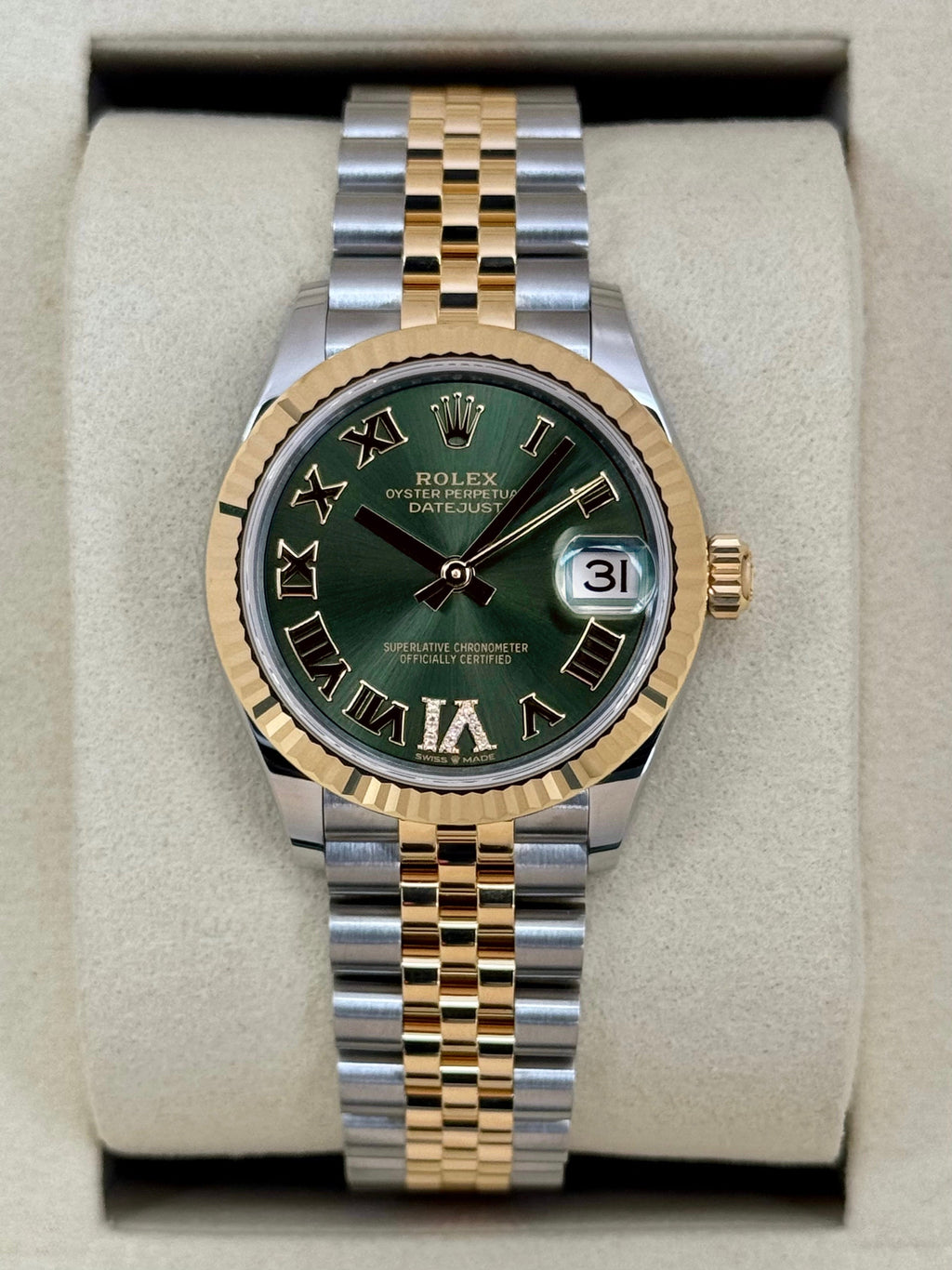 NEW 2026 Rolex Ladies Datejust 31mm 278273 Two-Tone Jubilee Green Dial