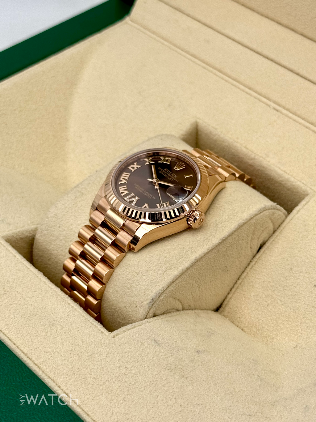 2022 Rolex Datejust 31mm 278275 Rose Gold Chocolate Diamond Dial