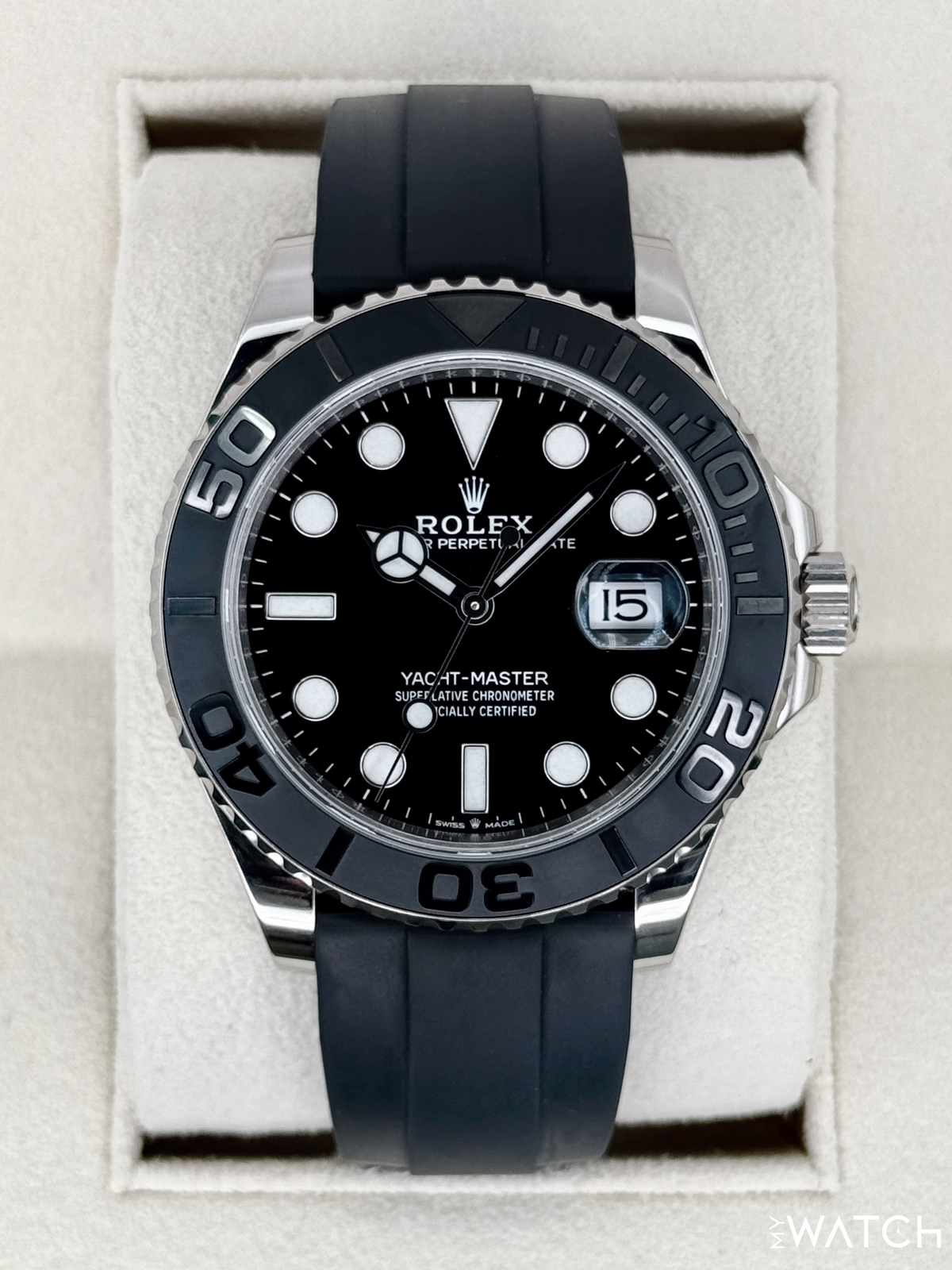 2021 Rolex Yacht-Master 42mm 226659 White Gold Oysterflex Black Dial
