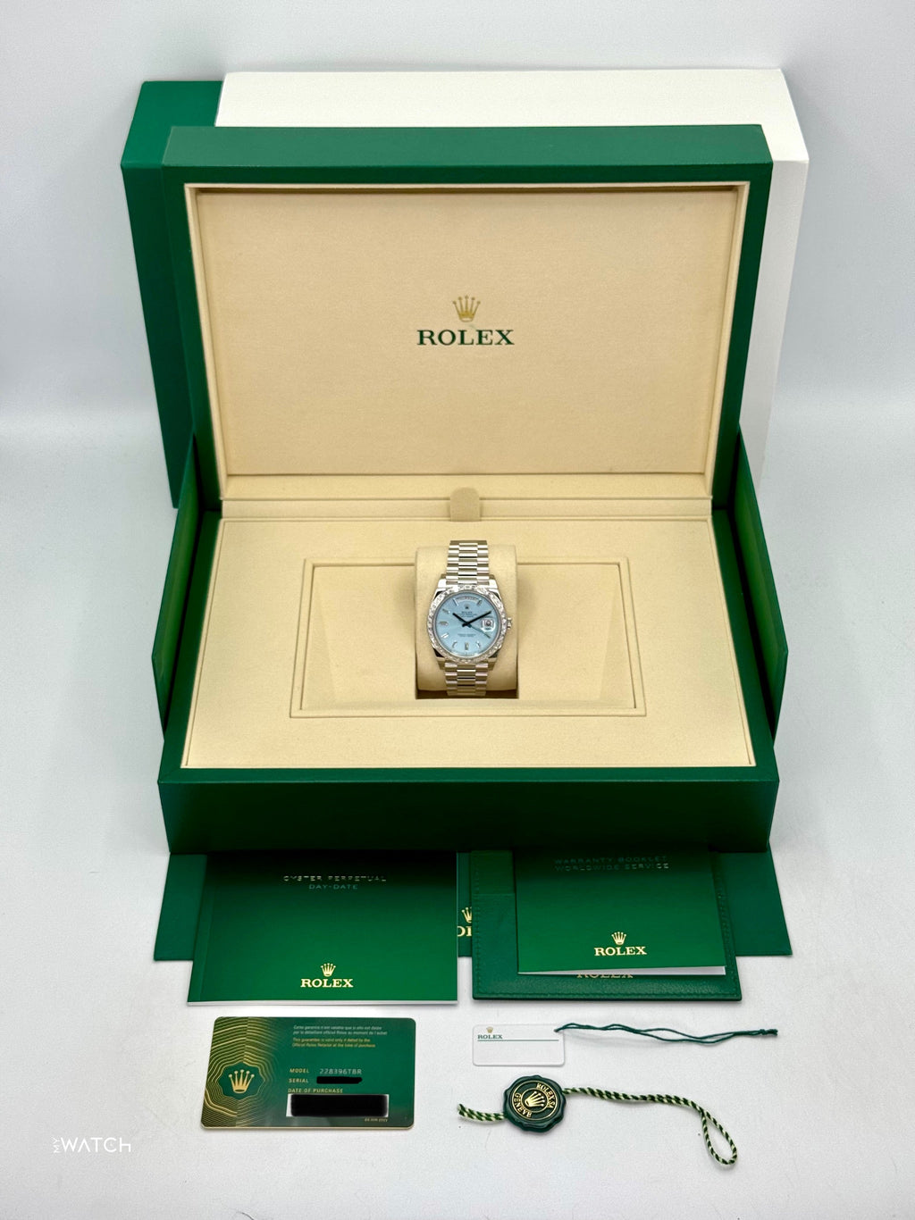 NEW 2025 Rolex Day-Date 40mm 228396TBR Ice Blue Diamond Baguette Dial