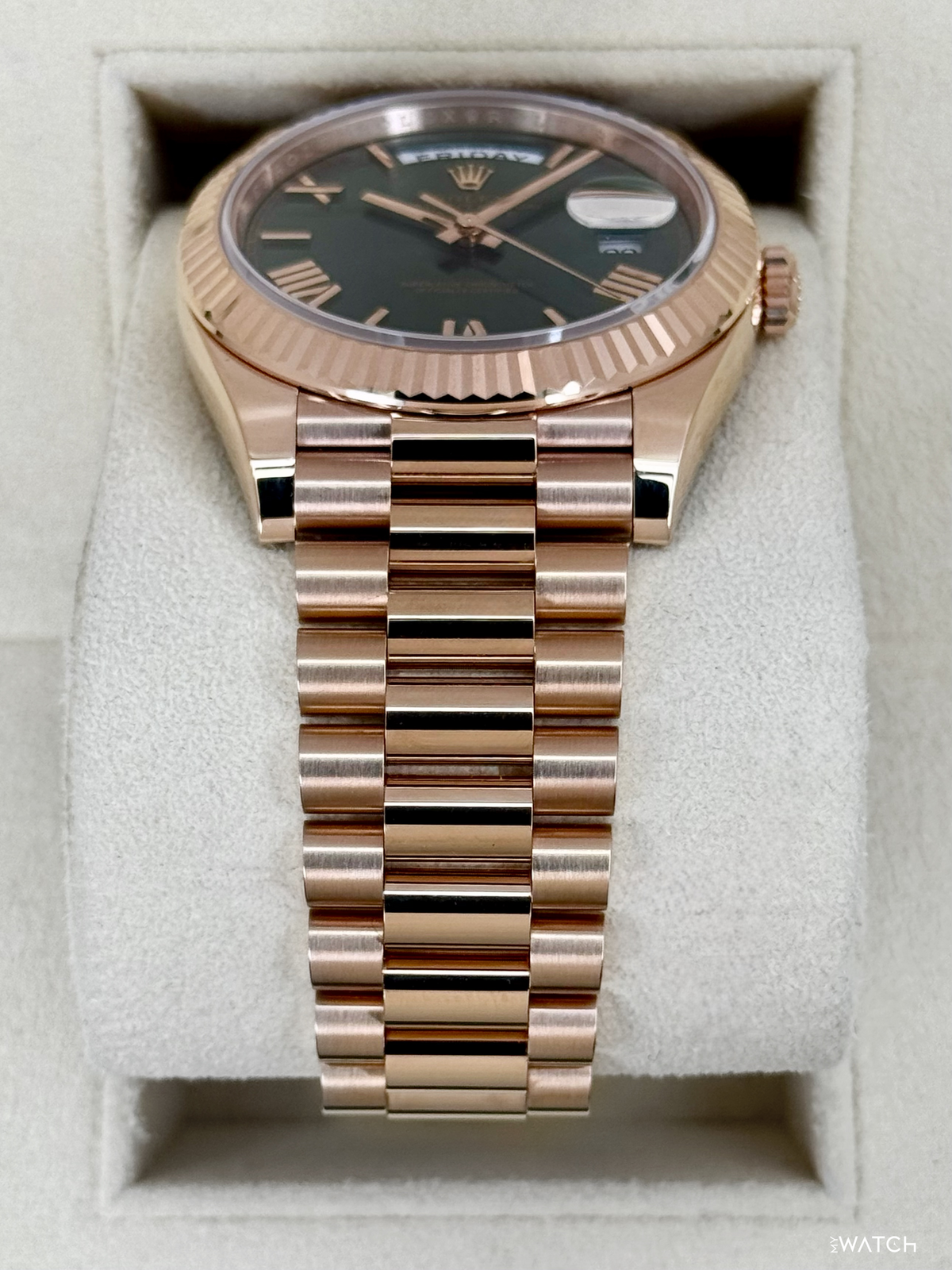 2025 Rolex Day-Date 40mm 228235 Presidential Rose Gold Olive Green Dial