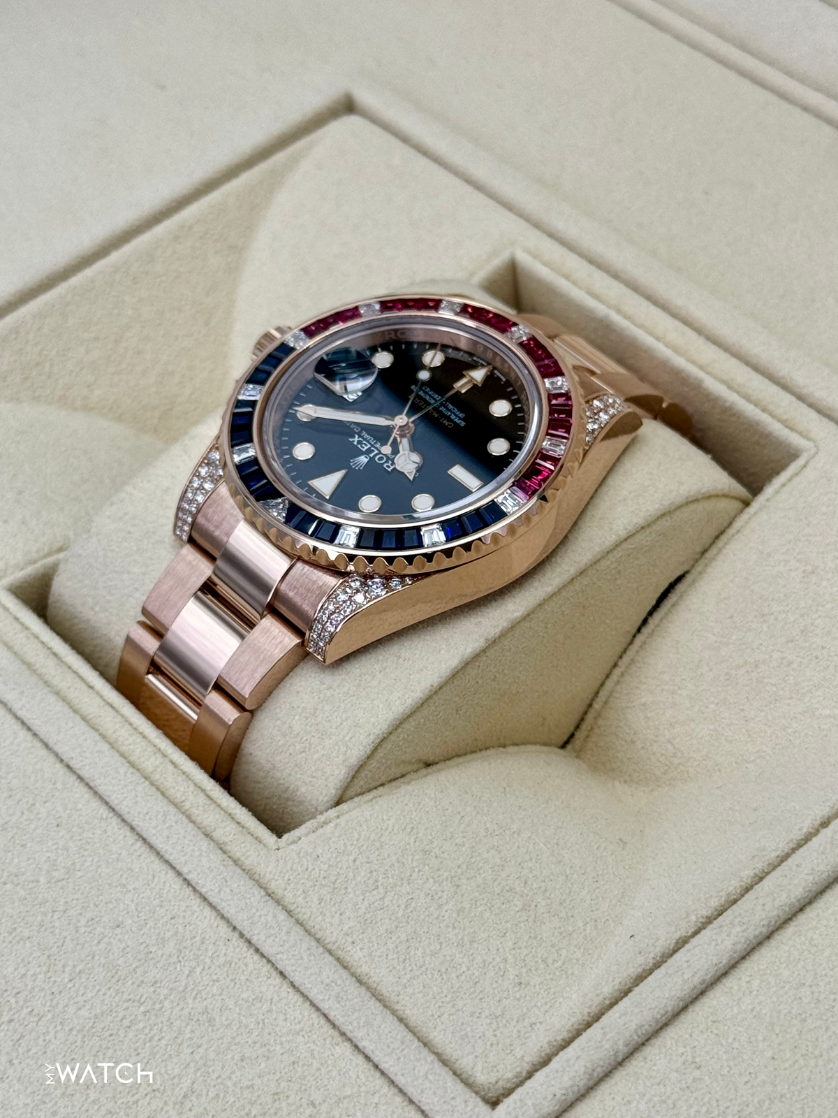 2021 Rolex GMT-Master II 40mm 126755SARU Rose Gold Sapphire and Ruby