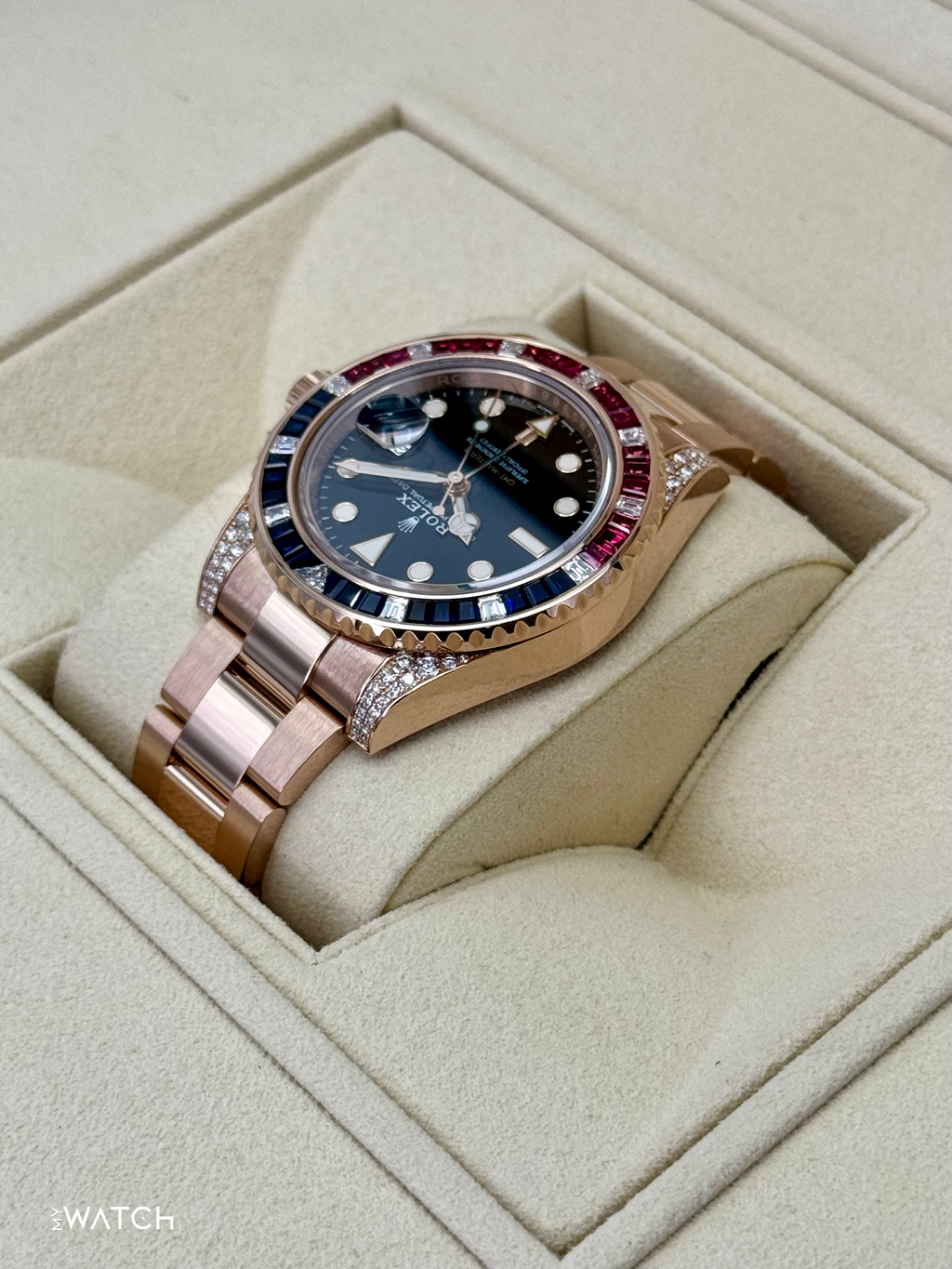 Rolex GMT-Master II 126755SARU Rose Gold Sapphire and Ruby