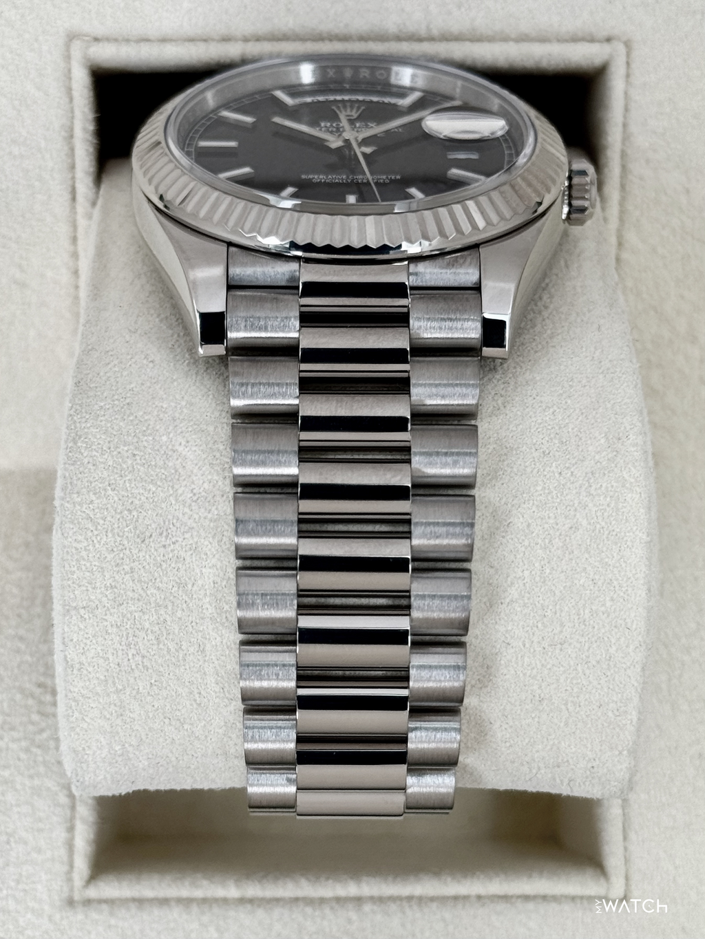 2025 Rolex Day-Date 40mm 228239 Presidential 18kt White Gold Black Dial