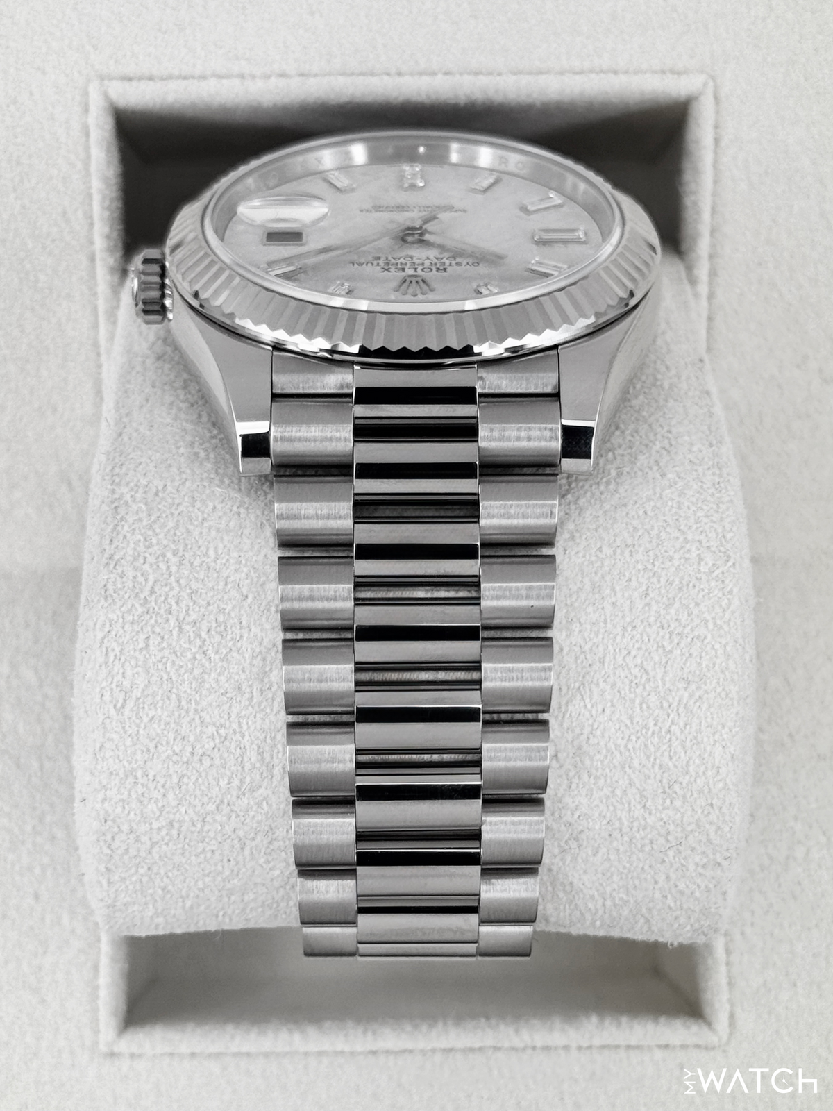 2025 Rolex Day-Date 40mm 228239 Presidential White Gold Meteorite Diamond Dial