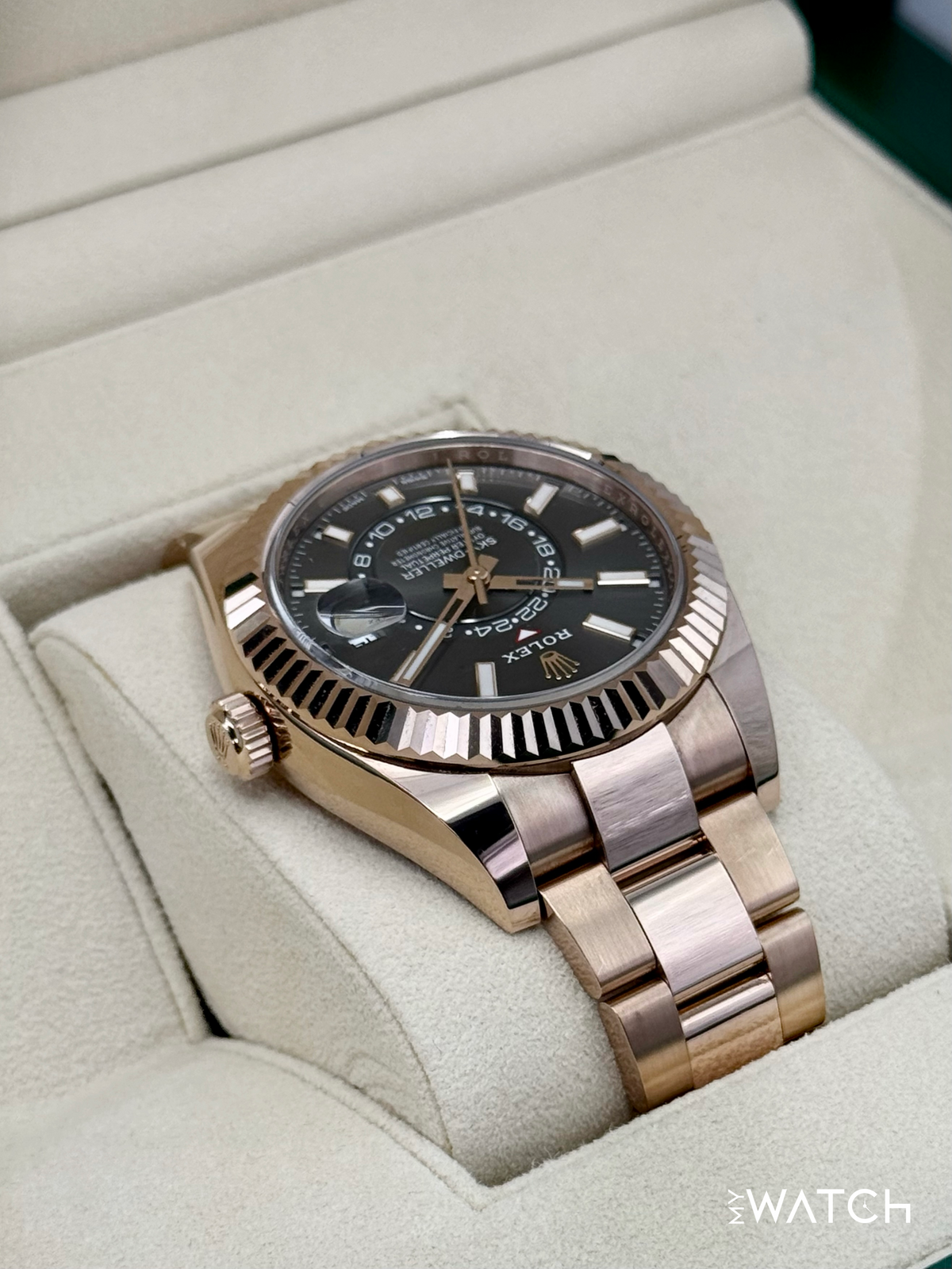 2023 Rolex Sky-Dweller 42mm 326935 Rose Gold Oyster Rhodium Dial